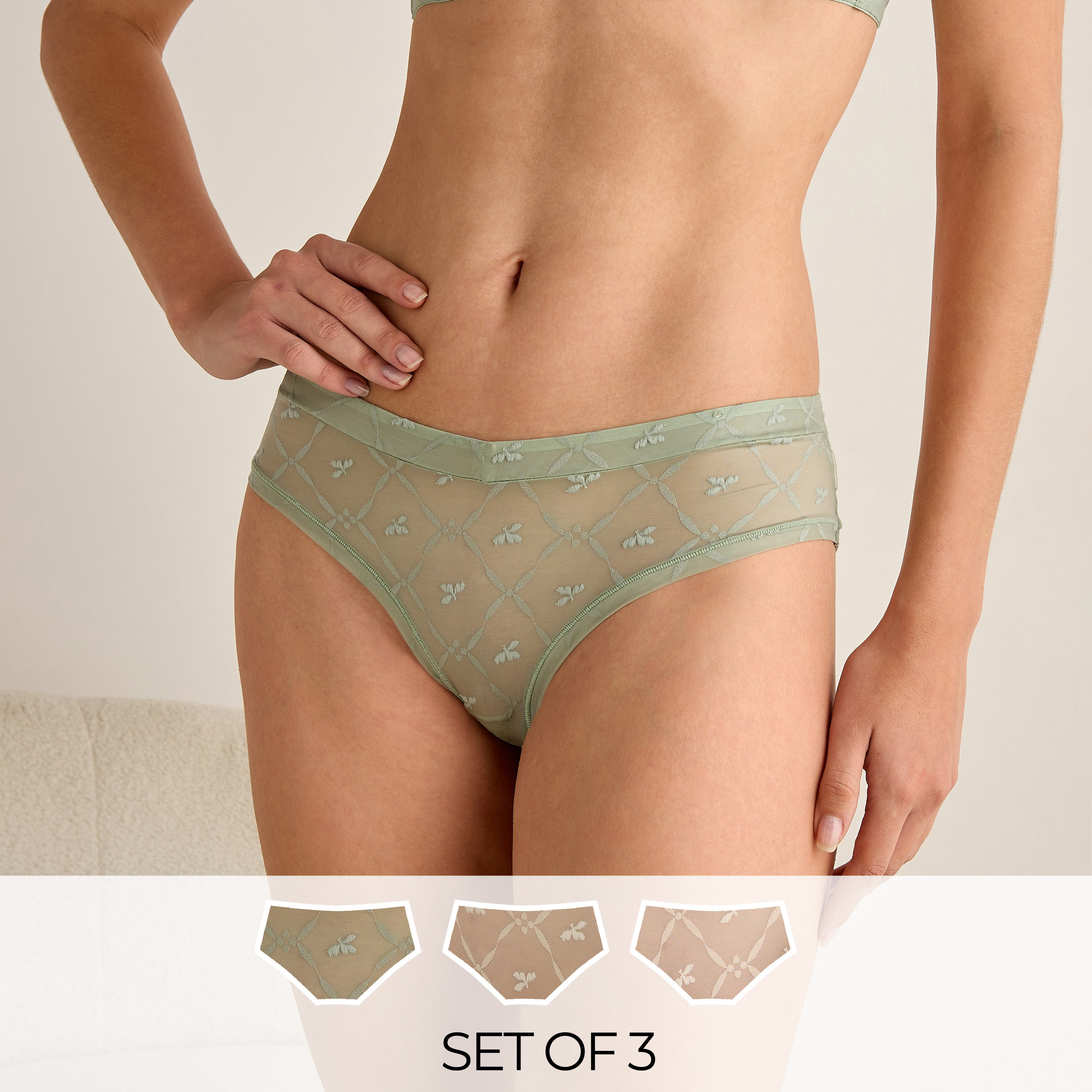Mesh Briefs Low Rise -  Set of 3-women-clothing-lingerie-panties-image-1