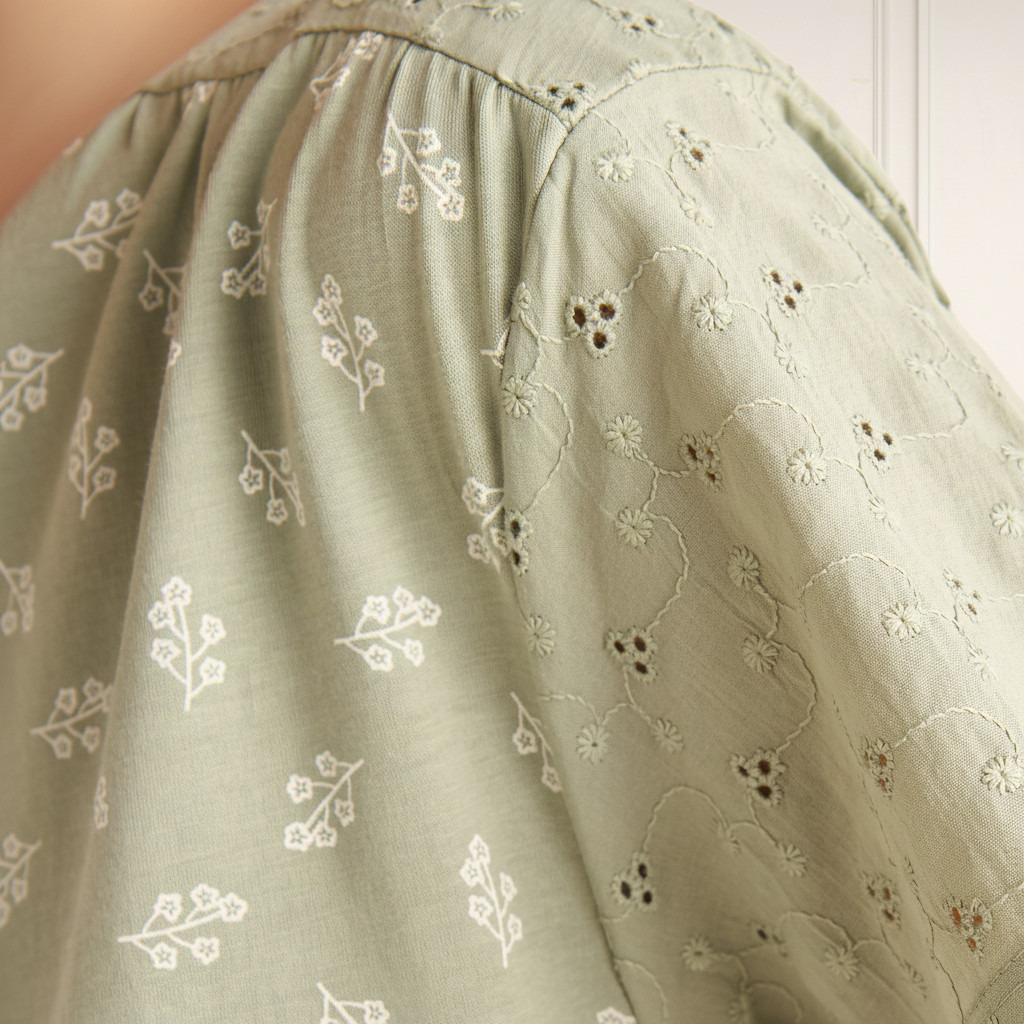 Embroidered Cotton Night Dress with Short Sleeves-women-clothing-nightwear-nighties-image-4