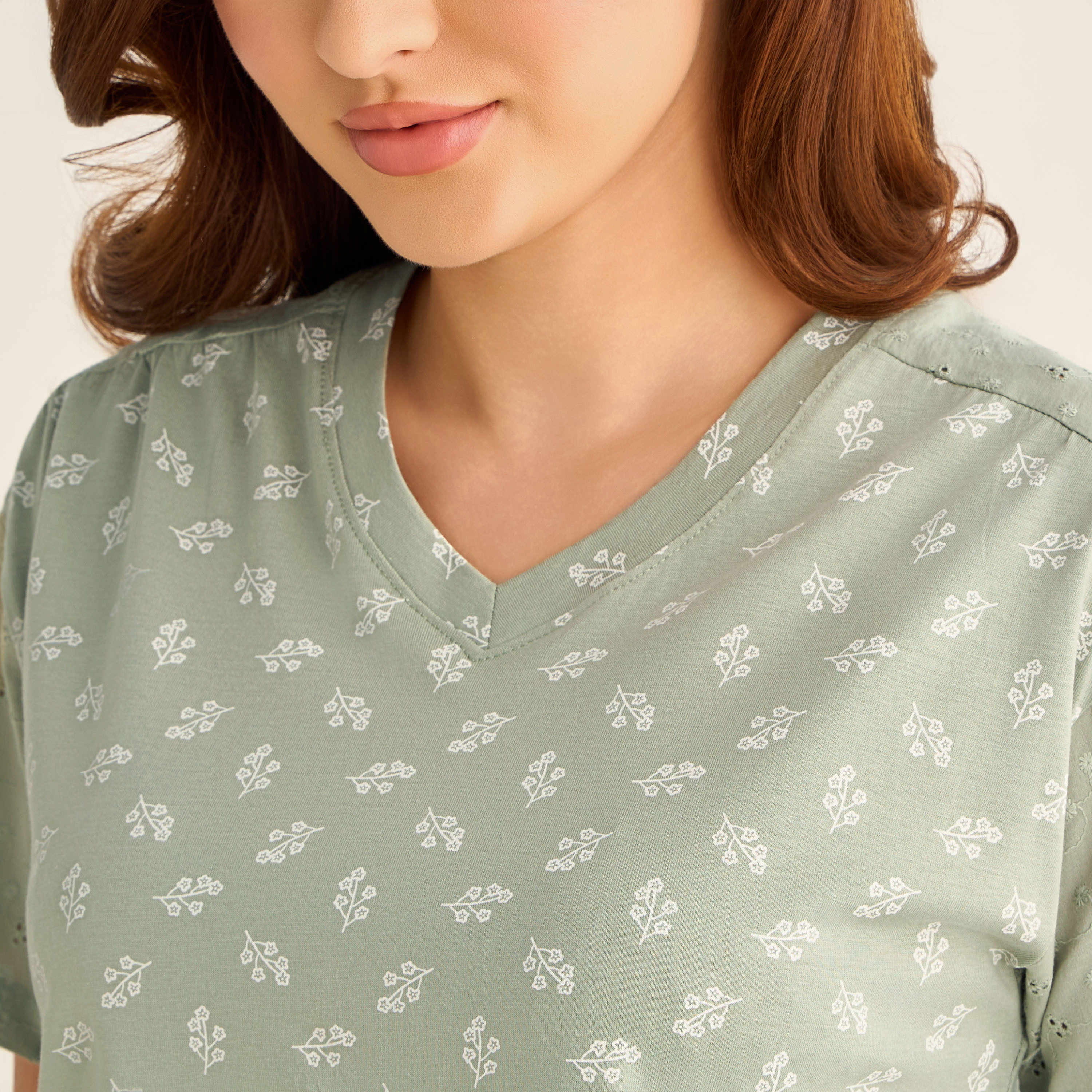 طقم بيجاما قطن تيشيرت وبنطلون-women-clothing-nightwear-pyjamas-longsets-image-5