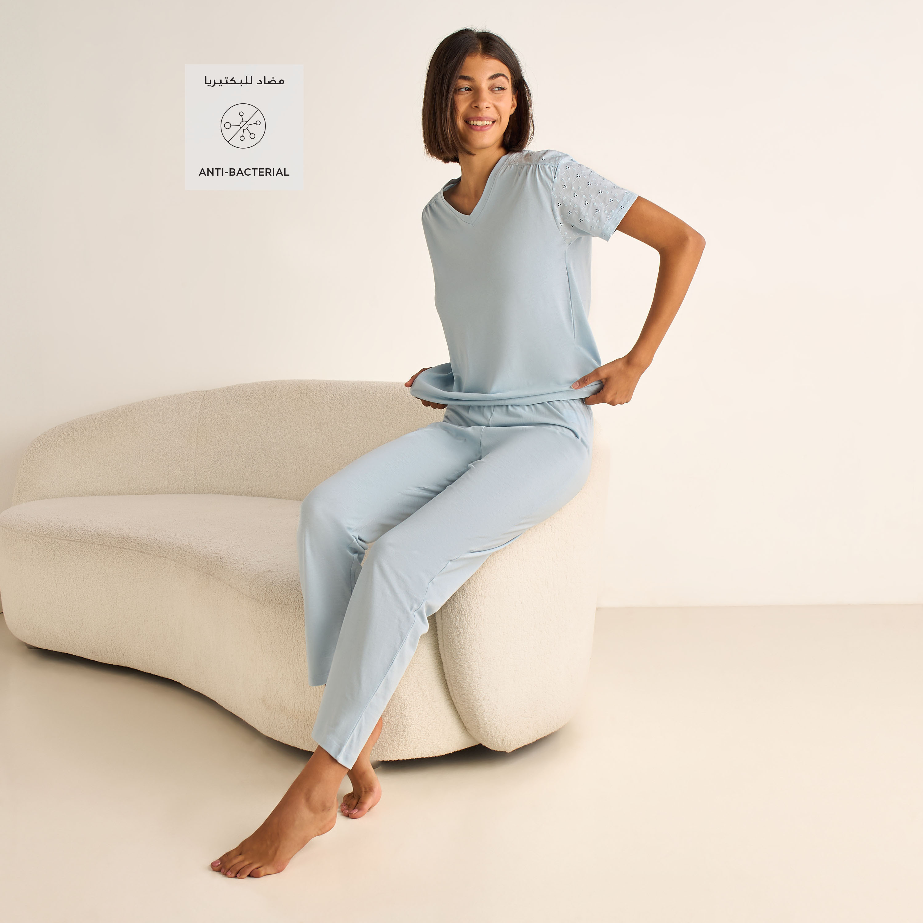 Pyjama Set T-shirt & Cotton Pants-women-clothing-nightwear-pyjamas-longsets-image-2