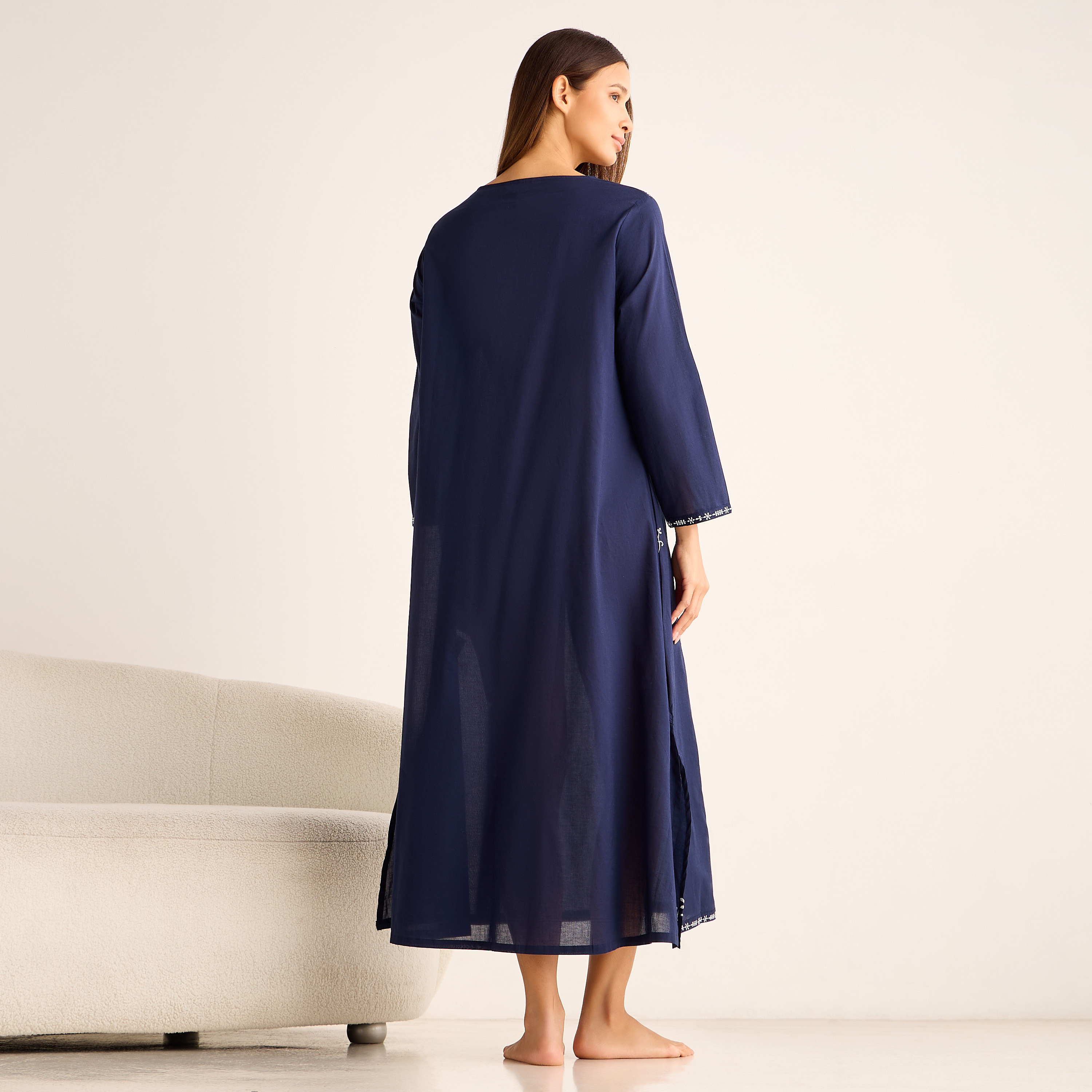 Night Gown Long Sleeves Floral Embroidery Cotton-women-clothing-nightwear-nighties-image-3