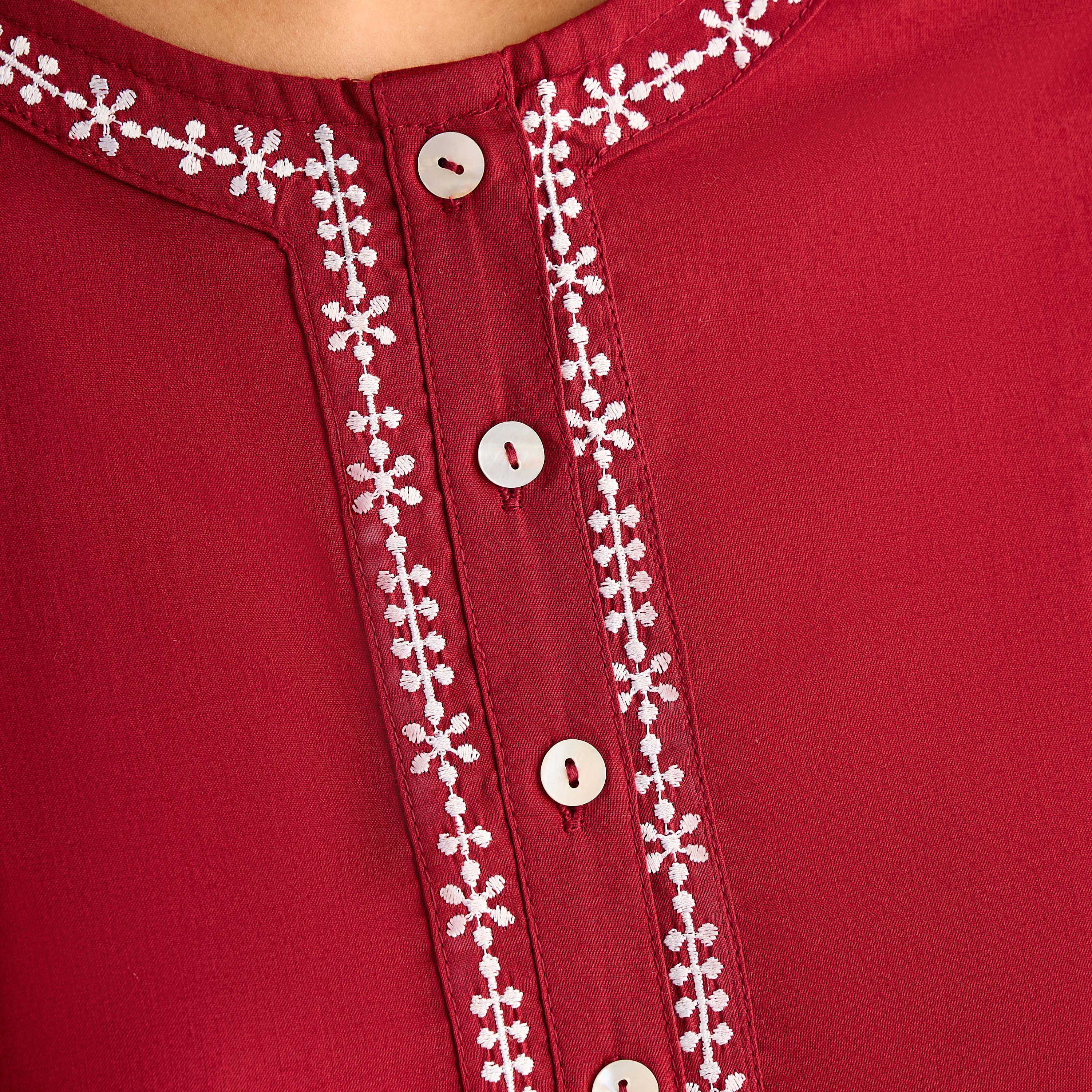 Night Gown Long Sleeves Floral Embroidery Cotton-women-clothing-nightwear-nighties-image-4