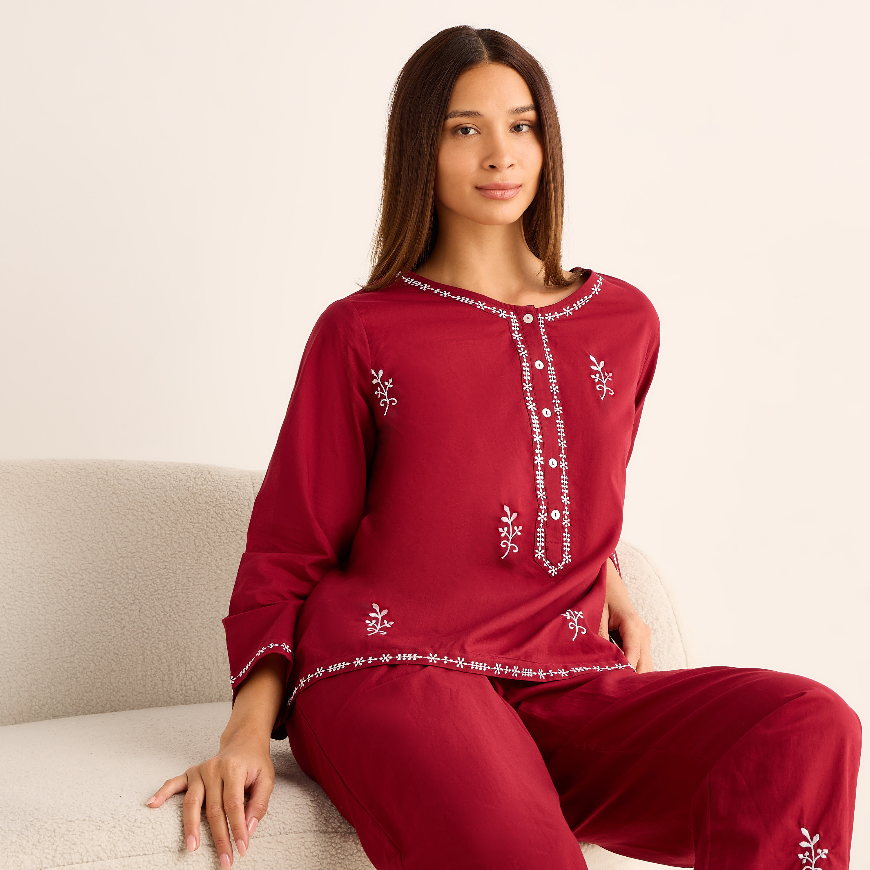 Pyjama Set Top and Pants Cotton-women-clothing-nightwear-pyjamas-longsets-image-2