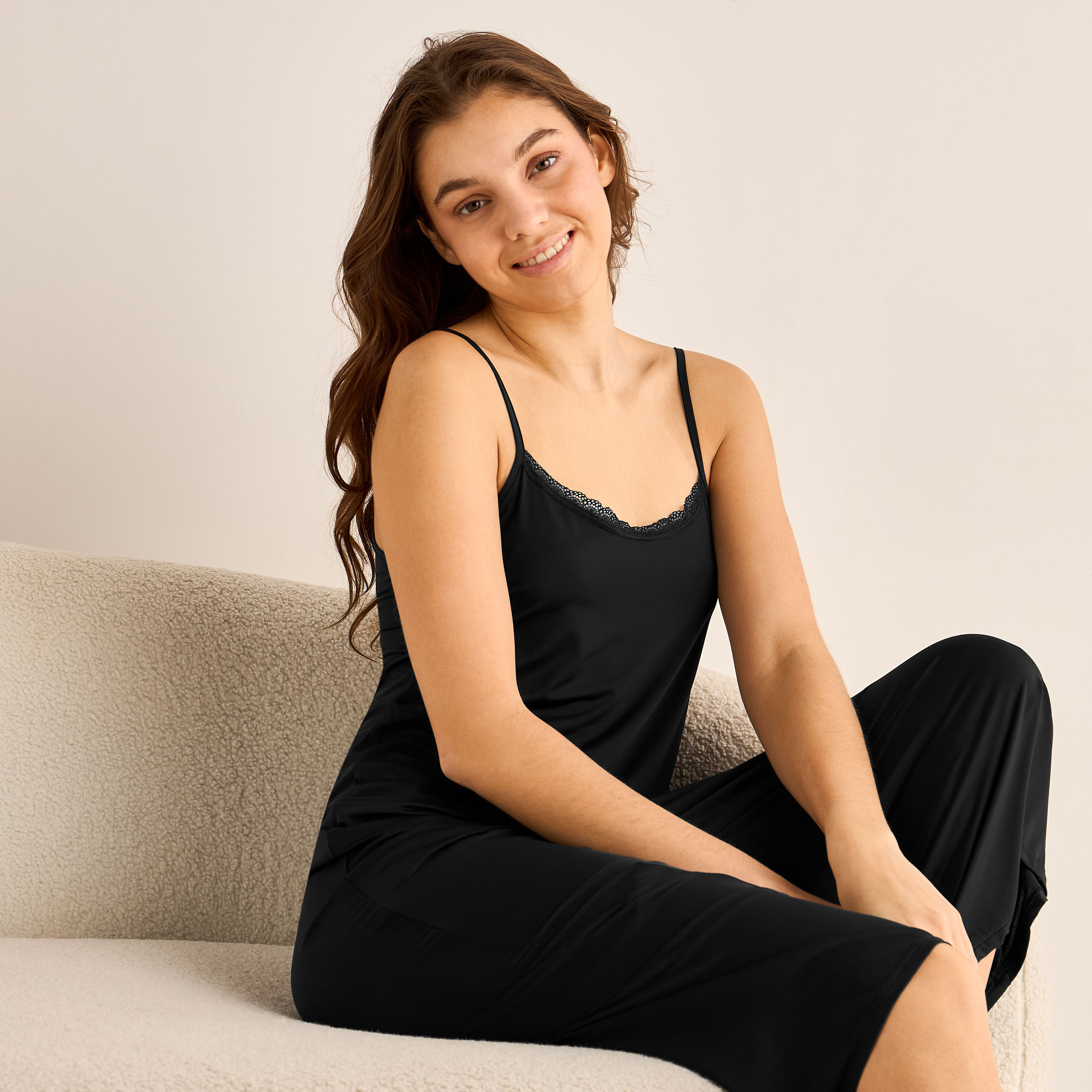 Midi Slip Dress Sleeveless Lace Trim-women-clothing-nightwear-nighties-image-5