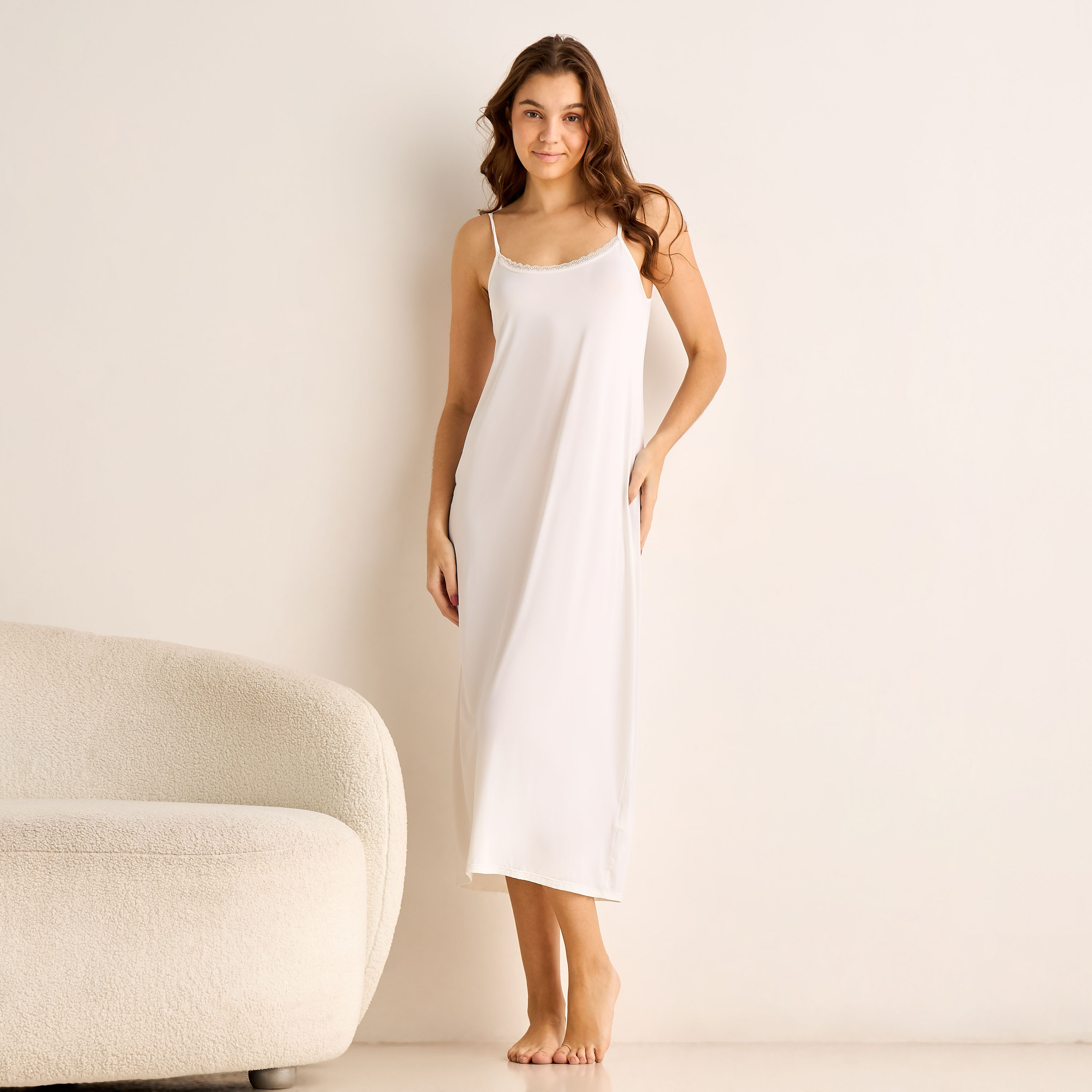 Midi Slip Dress Sleeveless Lace Trim-women-clothing-nightwear-nighties-image-1