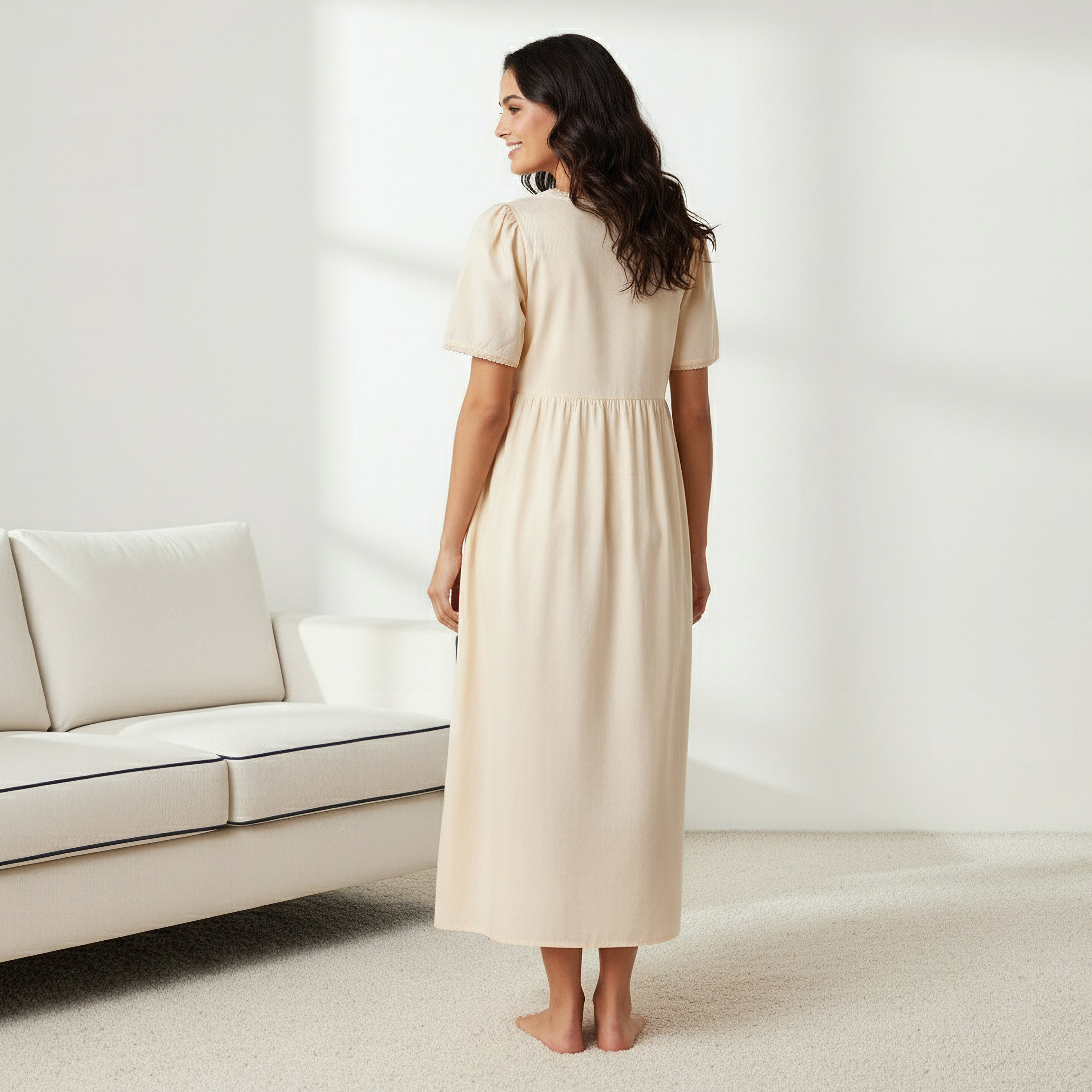 Night Dress with Short Sleeves and Embroidery Cotton-women-clothing-nightwear-nighties-image-3