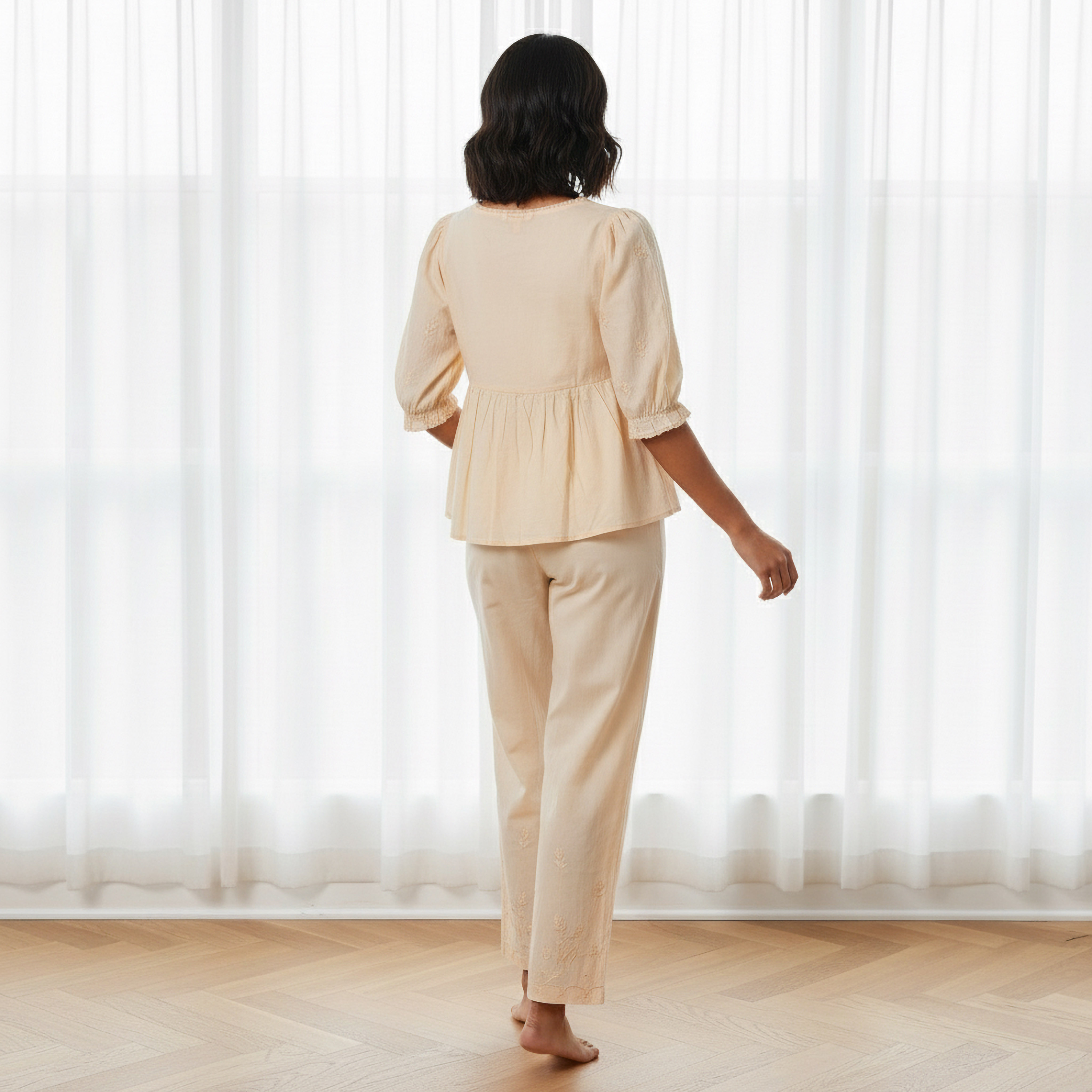 Pyjama Set Button Down Top & Trousers Cotton-women-clothing-nightwear-pyjamas-longsets-image-3