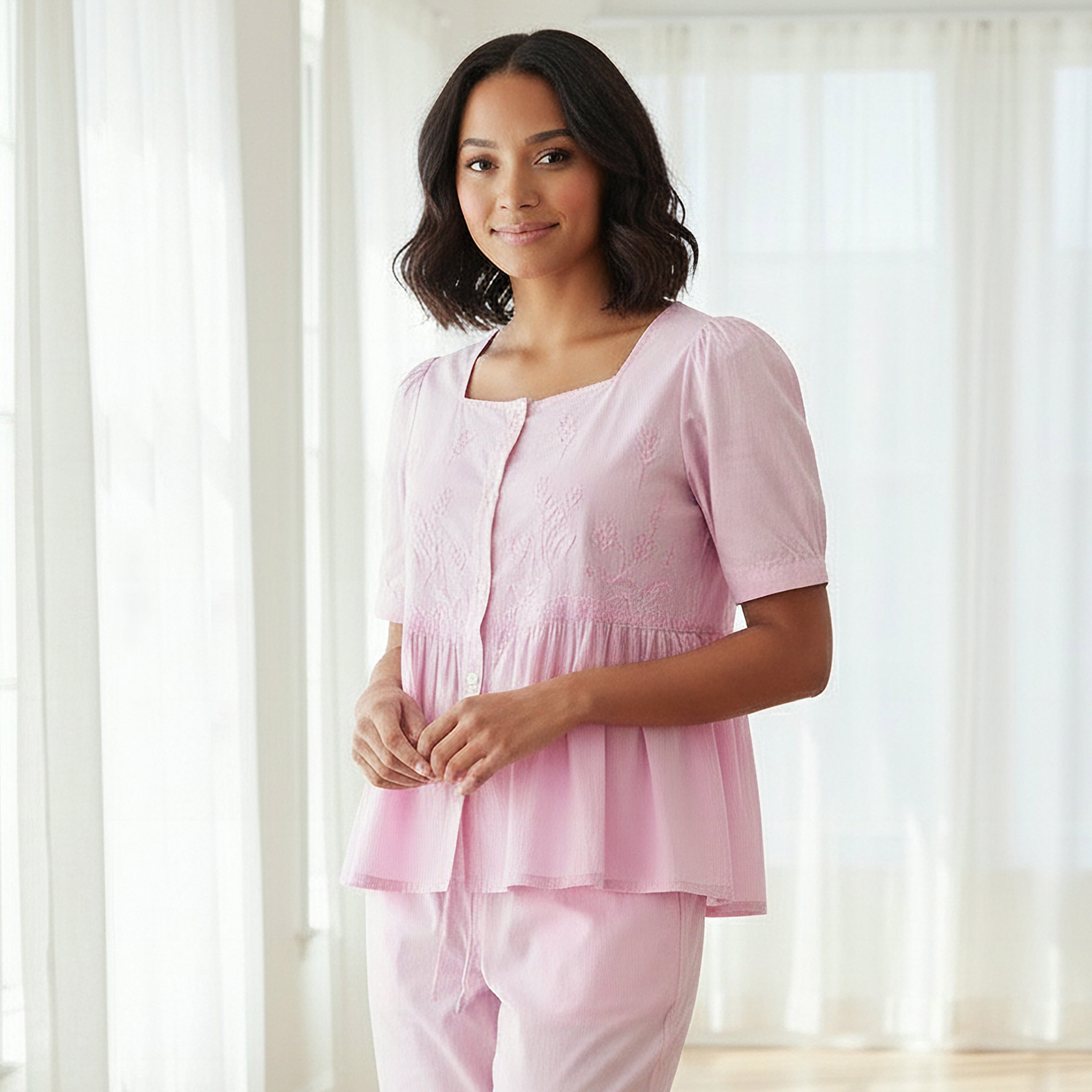 Pyjama Set Button Down Top & Trousers Cotton-women-clothing-nightwear-pyjamas-longsets-image-2