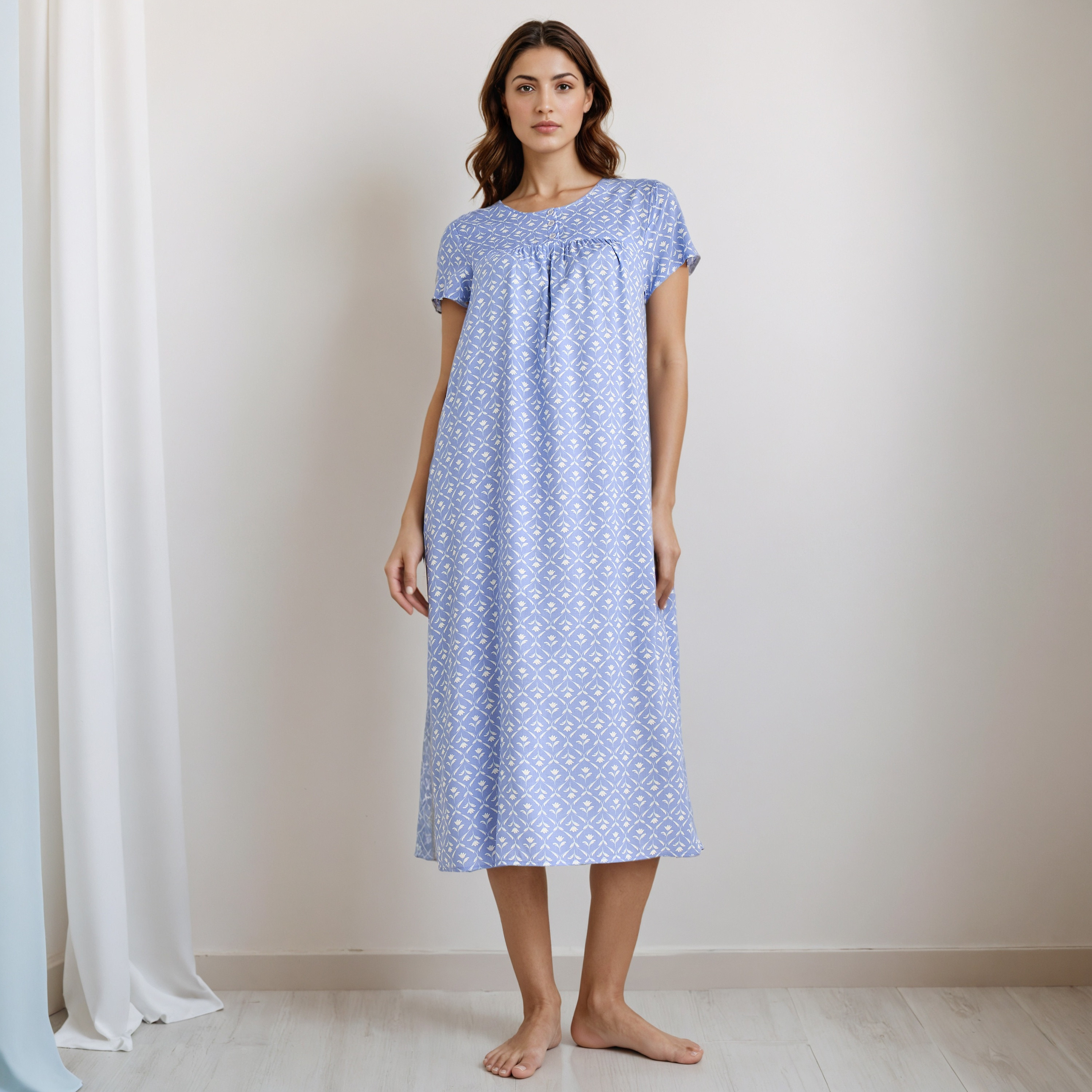 Nighty Midi Viscose with Round Neck-women-clothing-nightwear-nighties-image-1