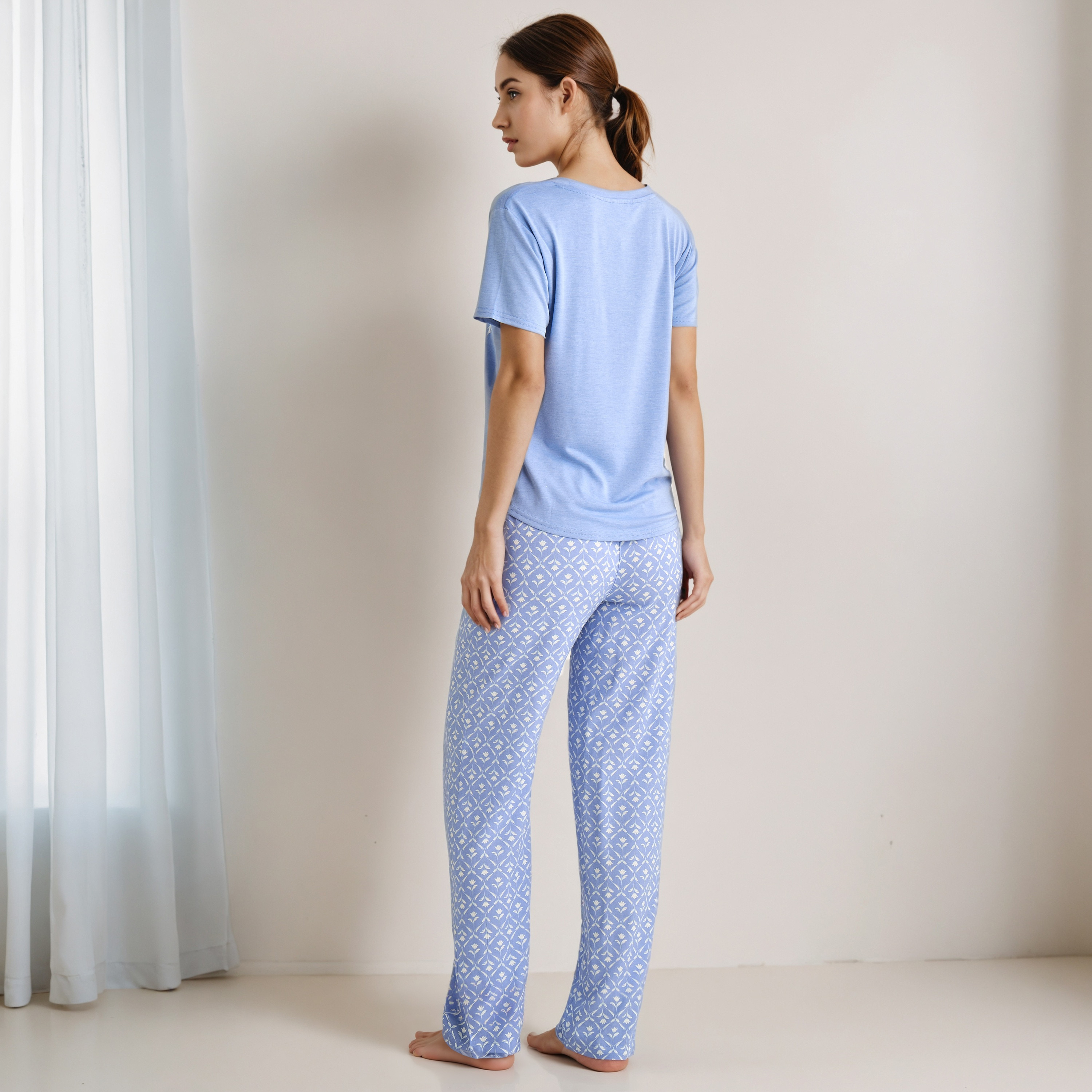Pyjama Set T-shirt & Trousers-women-clothing-nightwear-pyjamas-longsets-image-3