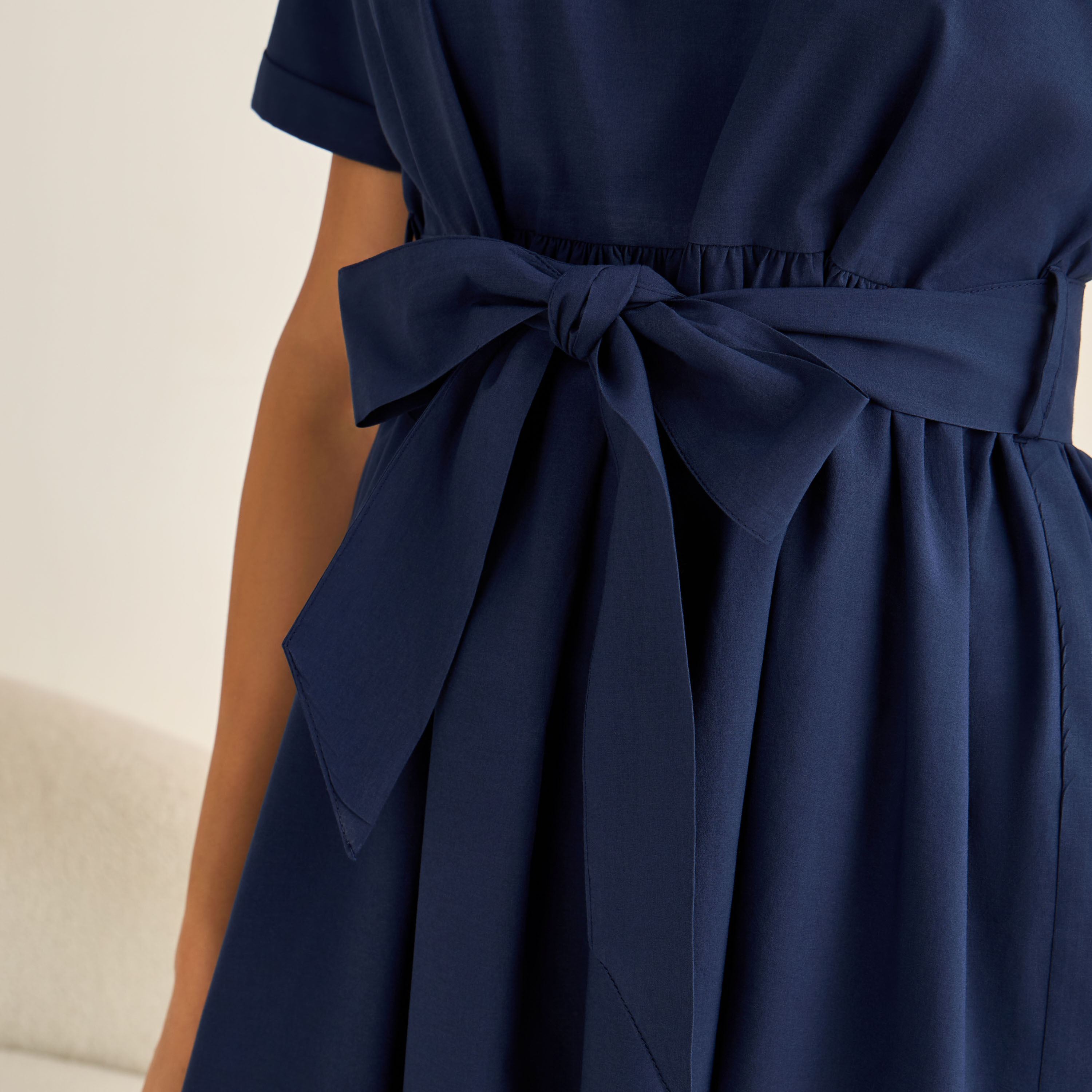 Short Sleeve Viscose Night Dress with a Tie-up Belt-women-clothing-nightwear-nighties-image-4