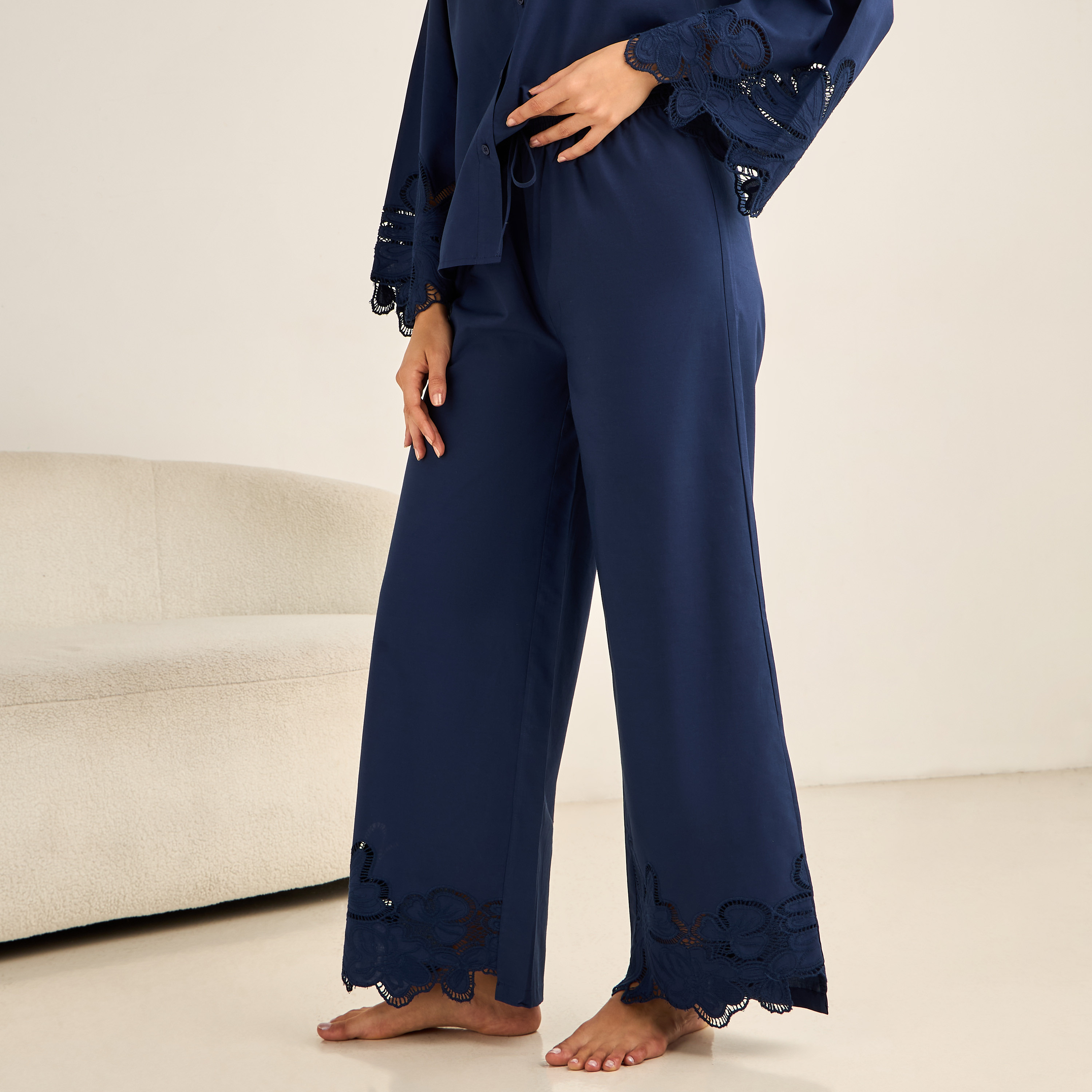 Pyjama Set Button-Down Shirt & Trousers-women-clothing-nightwear-pyjamas-longsets-image-4
