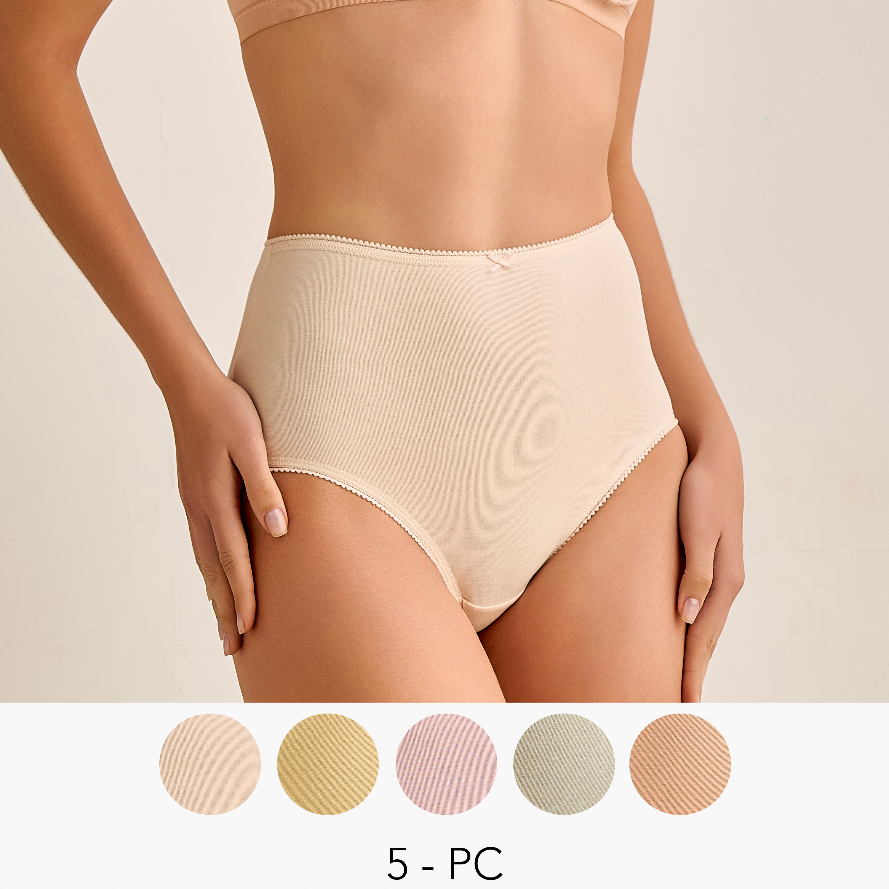 Set of 5 - Full Briefs High Waist with Lace Trim-women-clothing-lingerie-panties-image-1