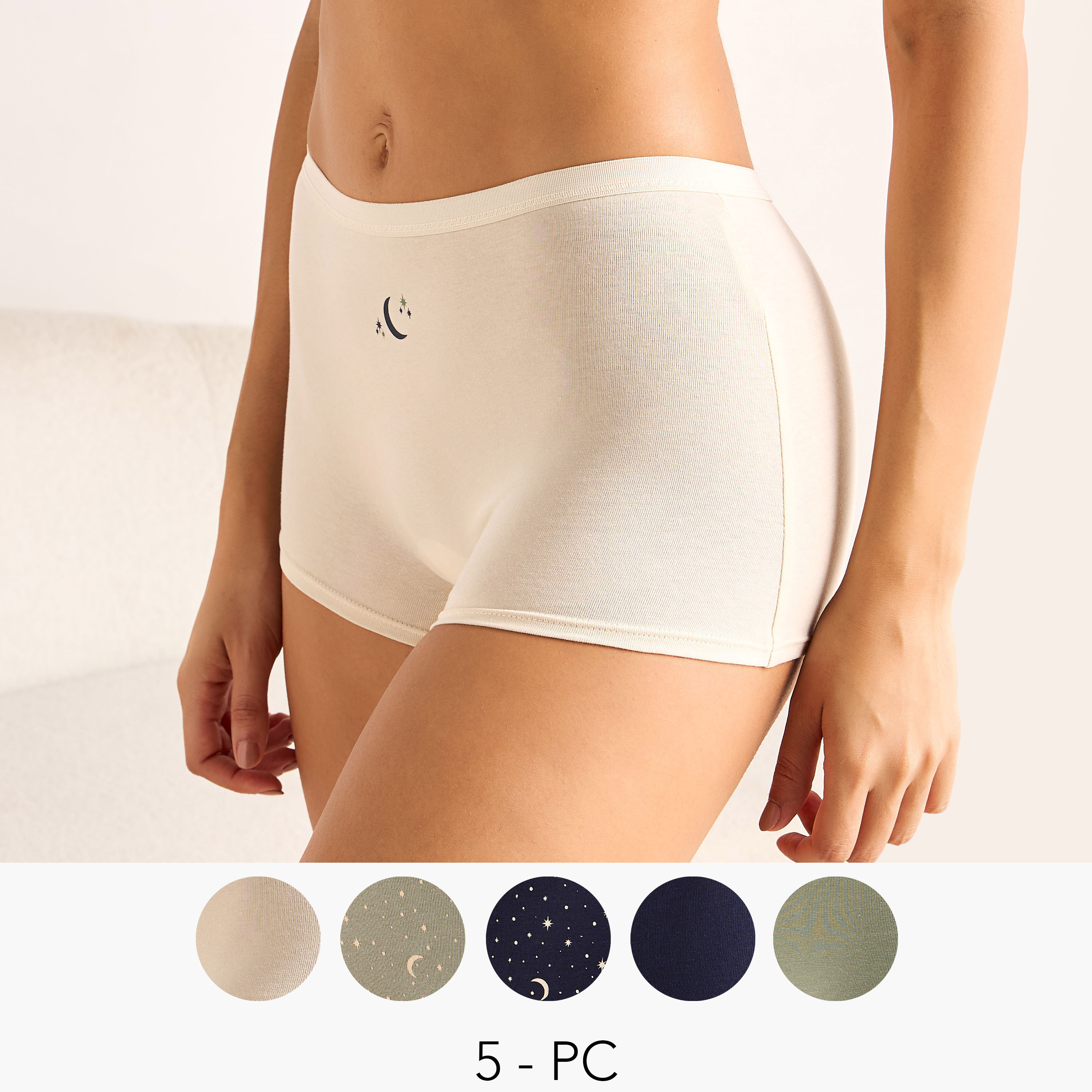 Set of 5 - Boyshort Briefs Assorted-women-clothing-lingerie-panties-image-1