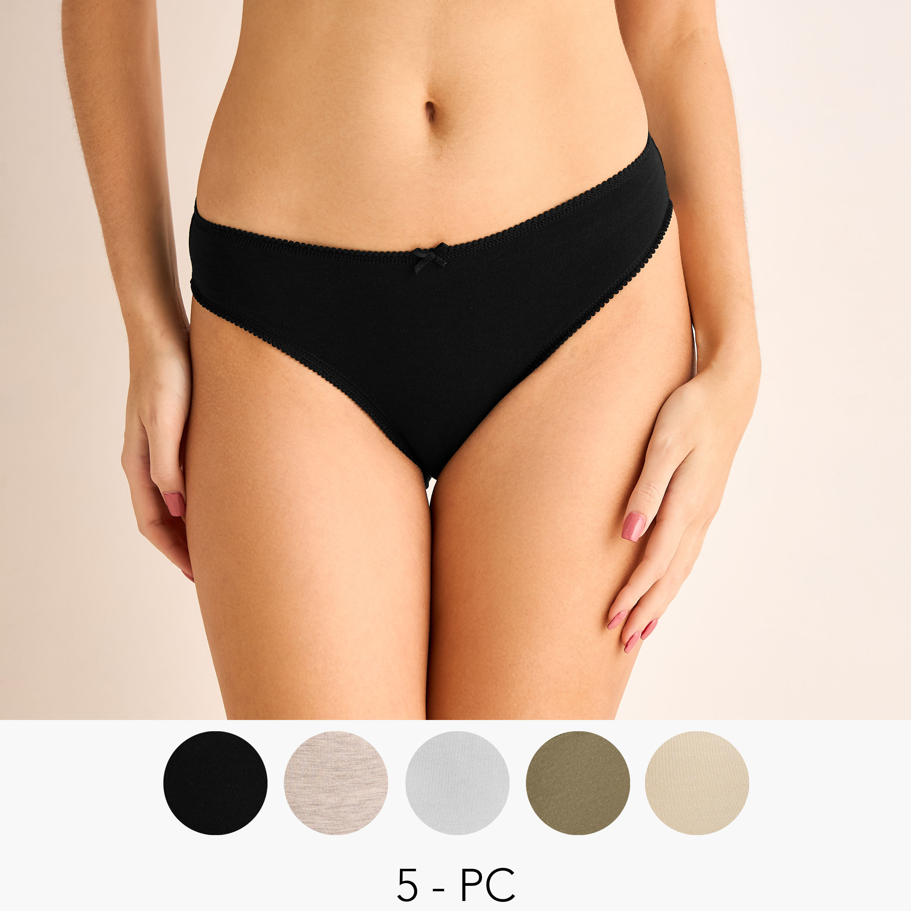 Set of 5 - Bikini Briefs with Scalloped Trim-women-clothing-lingerie-panties-image-1