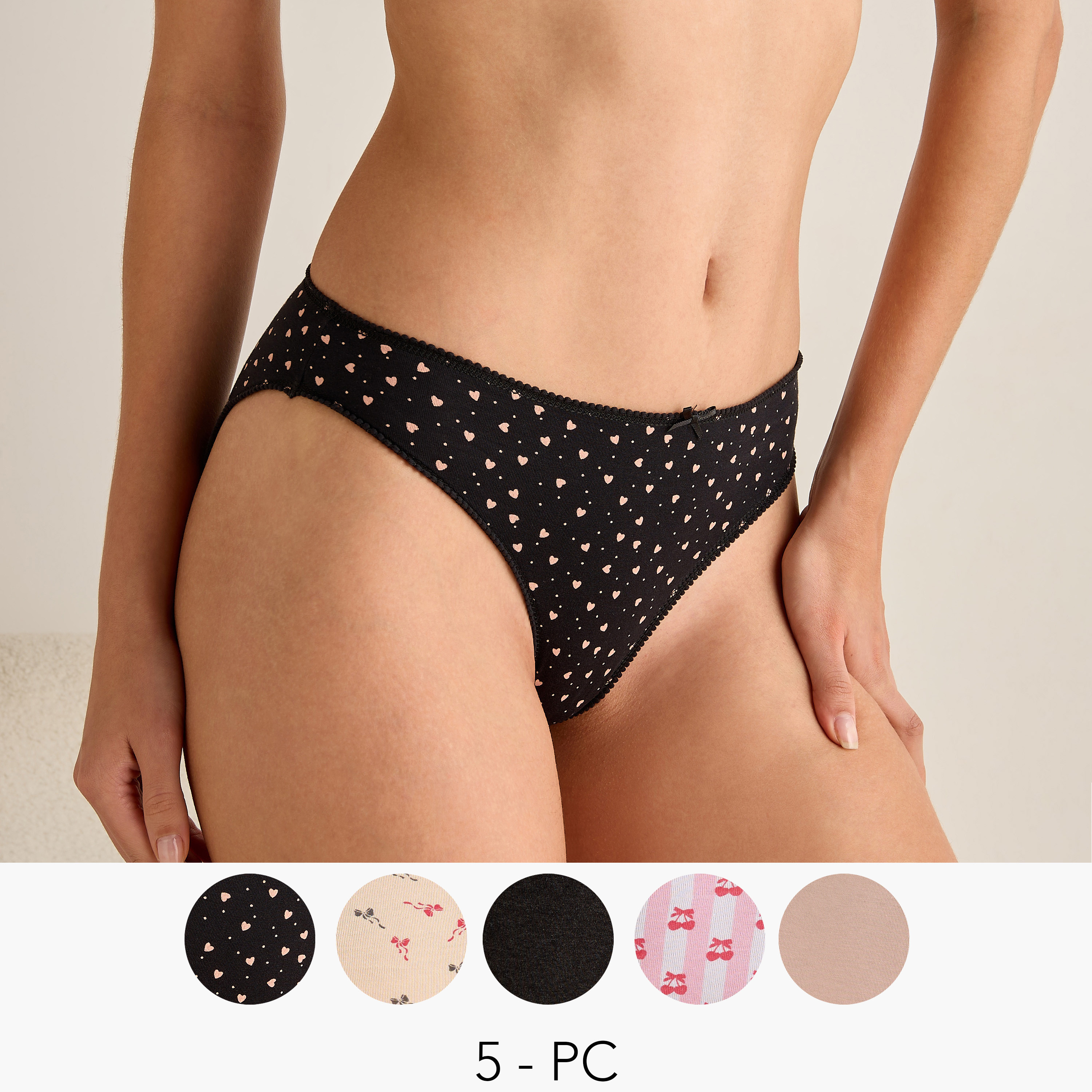 Bikini Printed Briefs - Set of 5-women-clothing-lingerie-panties-image-1