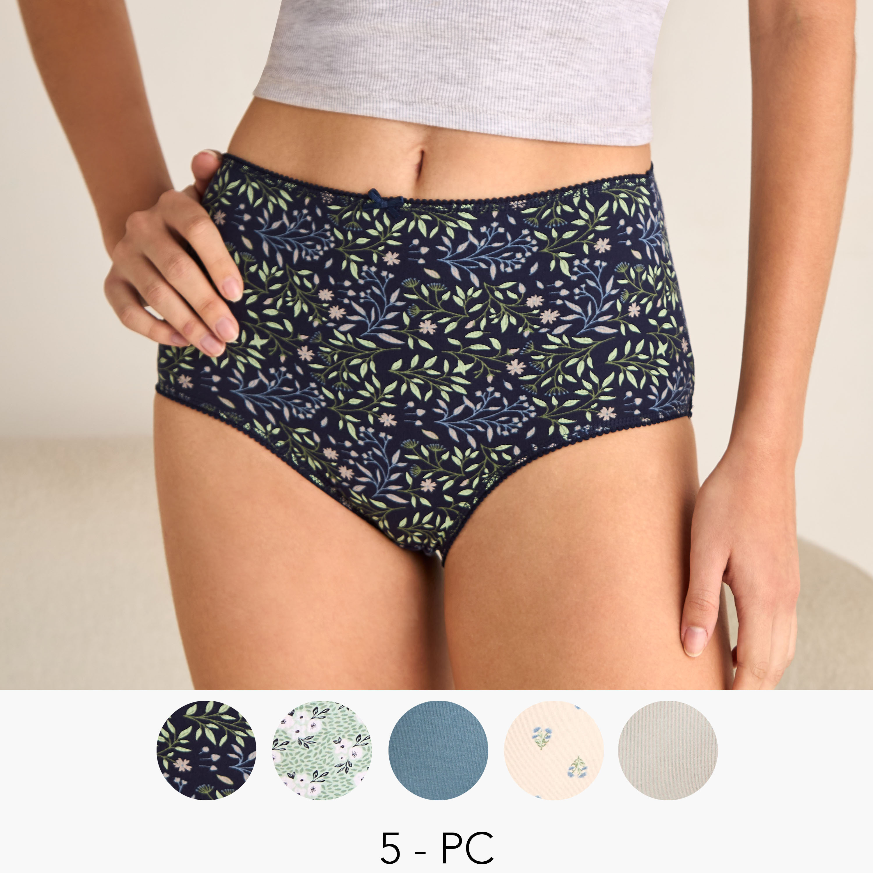 Set of 5 - Full Briefs High Waist with Assorted Print-women-clothing-lingerie-panties-image-1