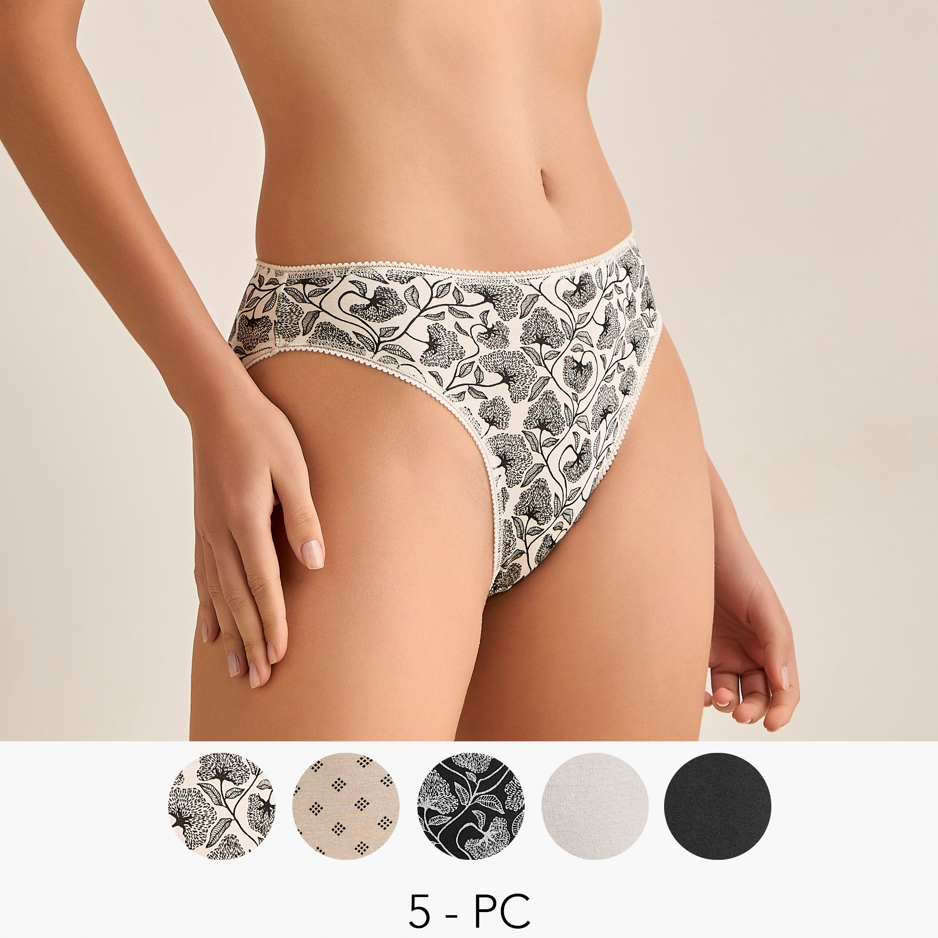 Set of 5 - Bikini Briefs with Assorted Prints-women-clothing-lingerie-panties-image-1