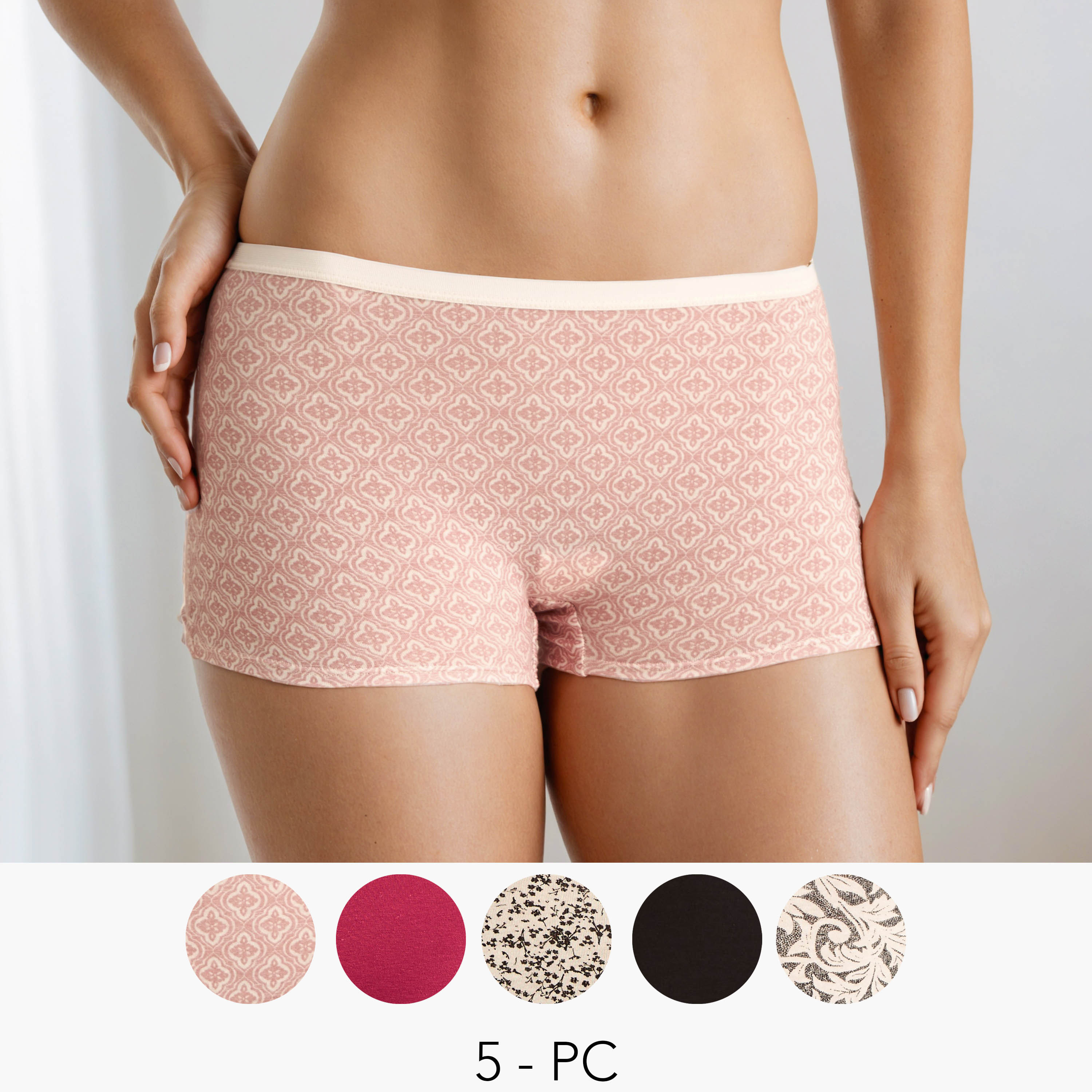 Set of 5 - Panty Boyleg Elasticated Waist-women-clothing-lingerie-panties-image-1