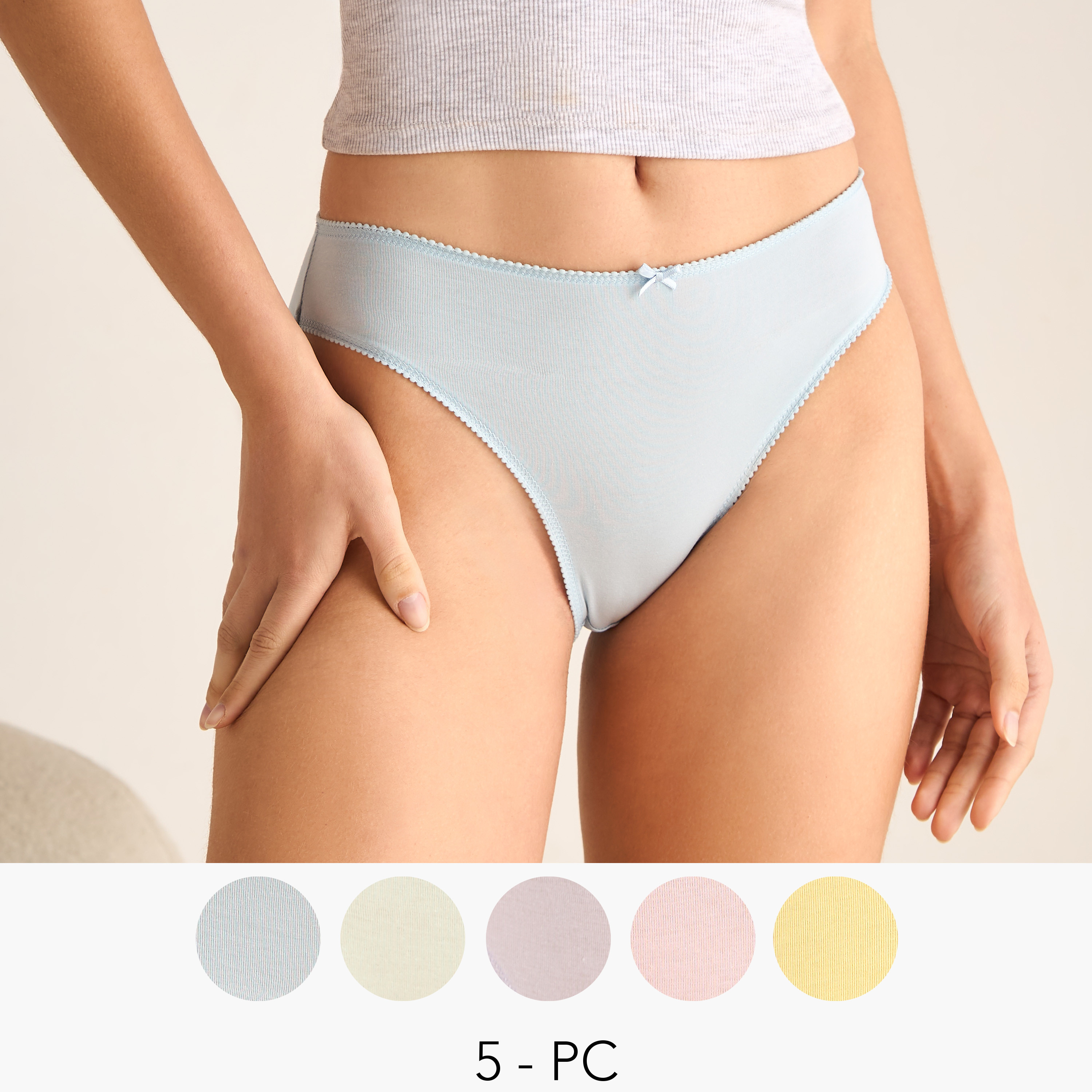 Set of 5 - Bikini Briefs with Bow-women-clothing-lingerie-panties-image-1