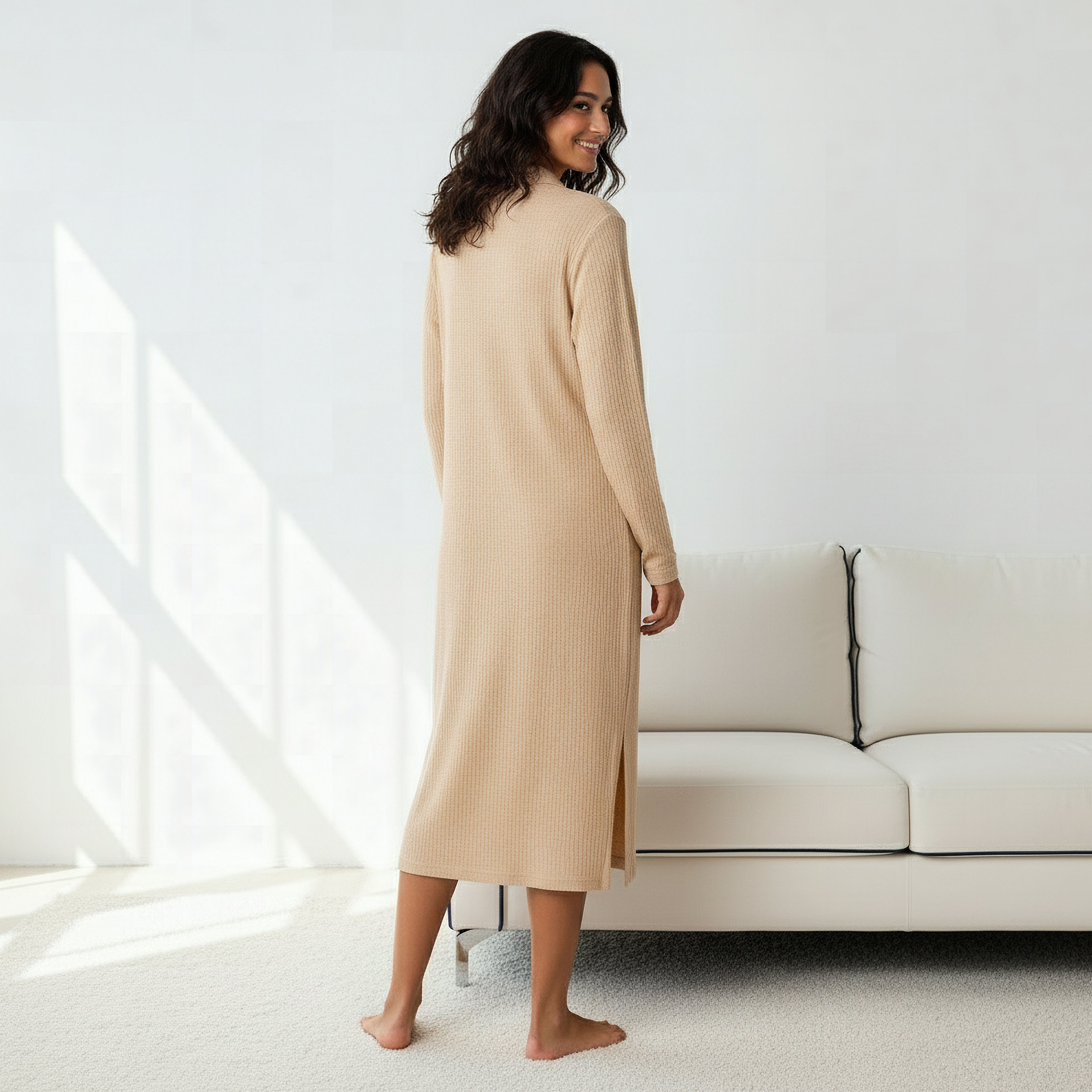 Night Dress with Long Sleeves and Collar-women-clothing-nightwear-nighties-image-3