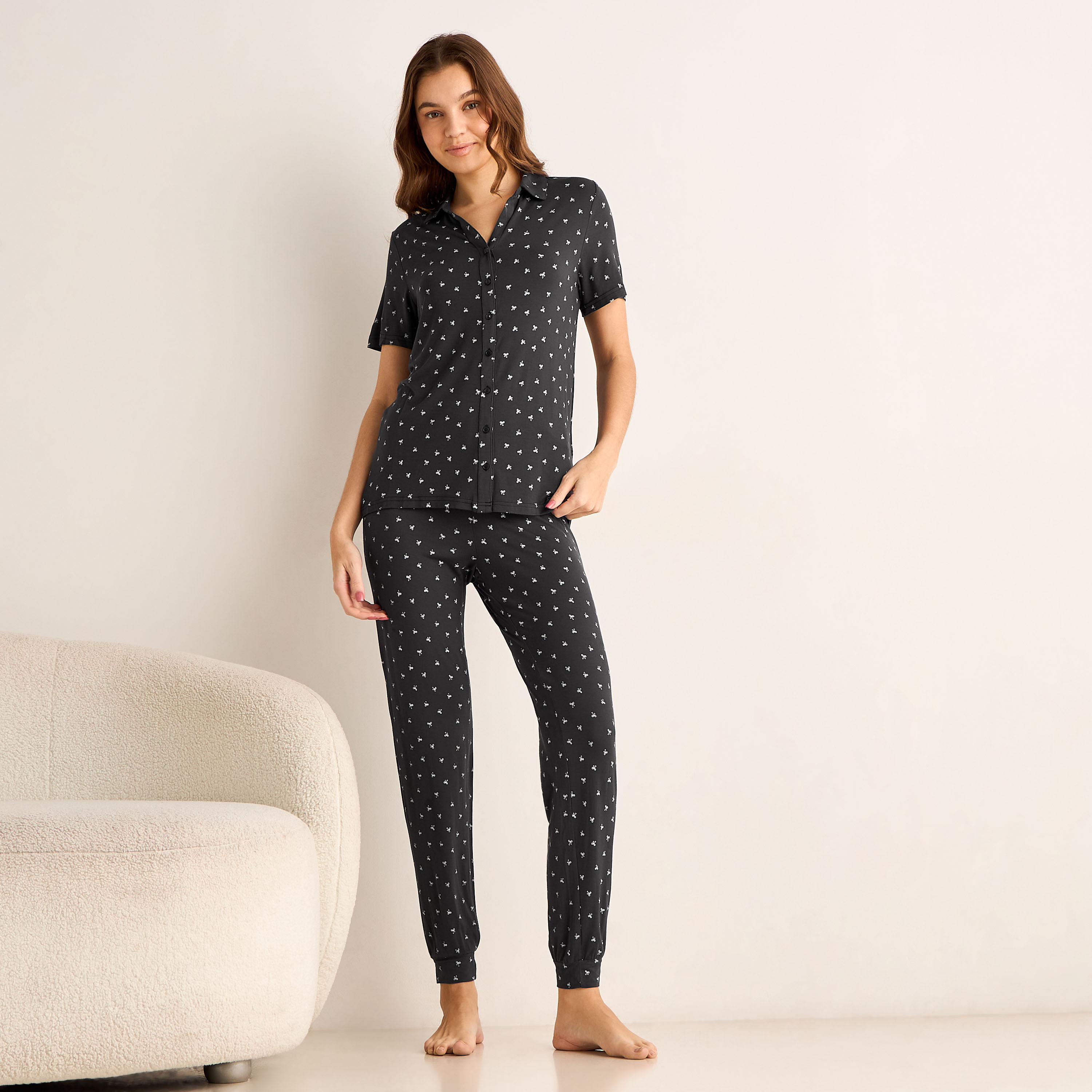 Pyjama Set Button-Down Shirt and Pants Modal-women-clothing-nightwear-pyjamas-longsets-image-1