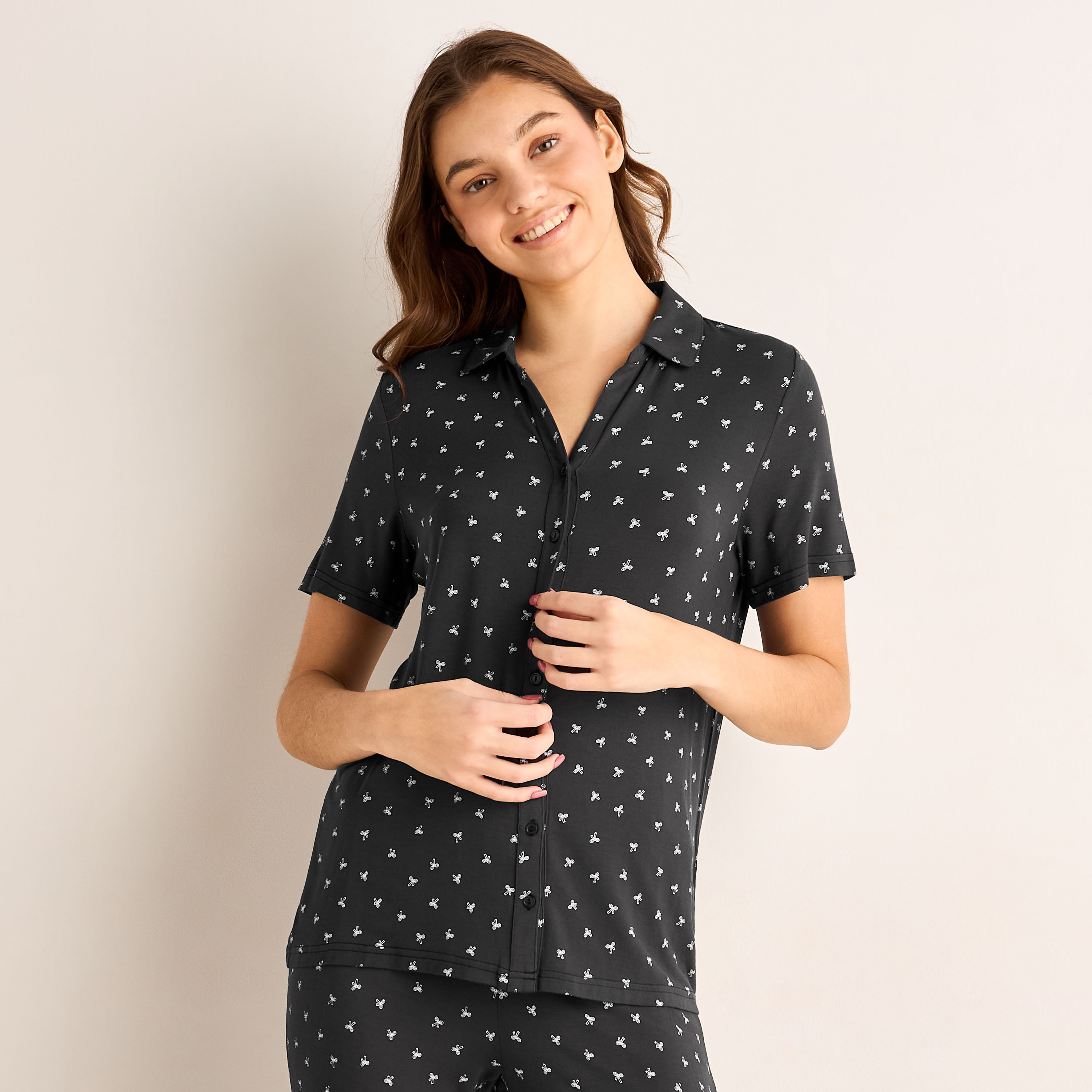 Pyjama Set Button-Down Shirt and Pants Modal-women-clothing-nightwear-pyjamas-longsets-image-2
