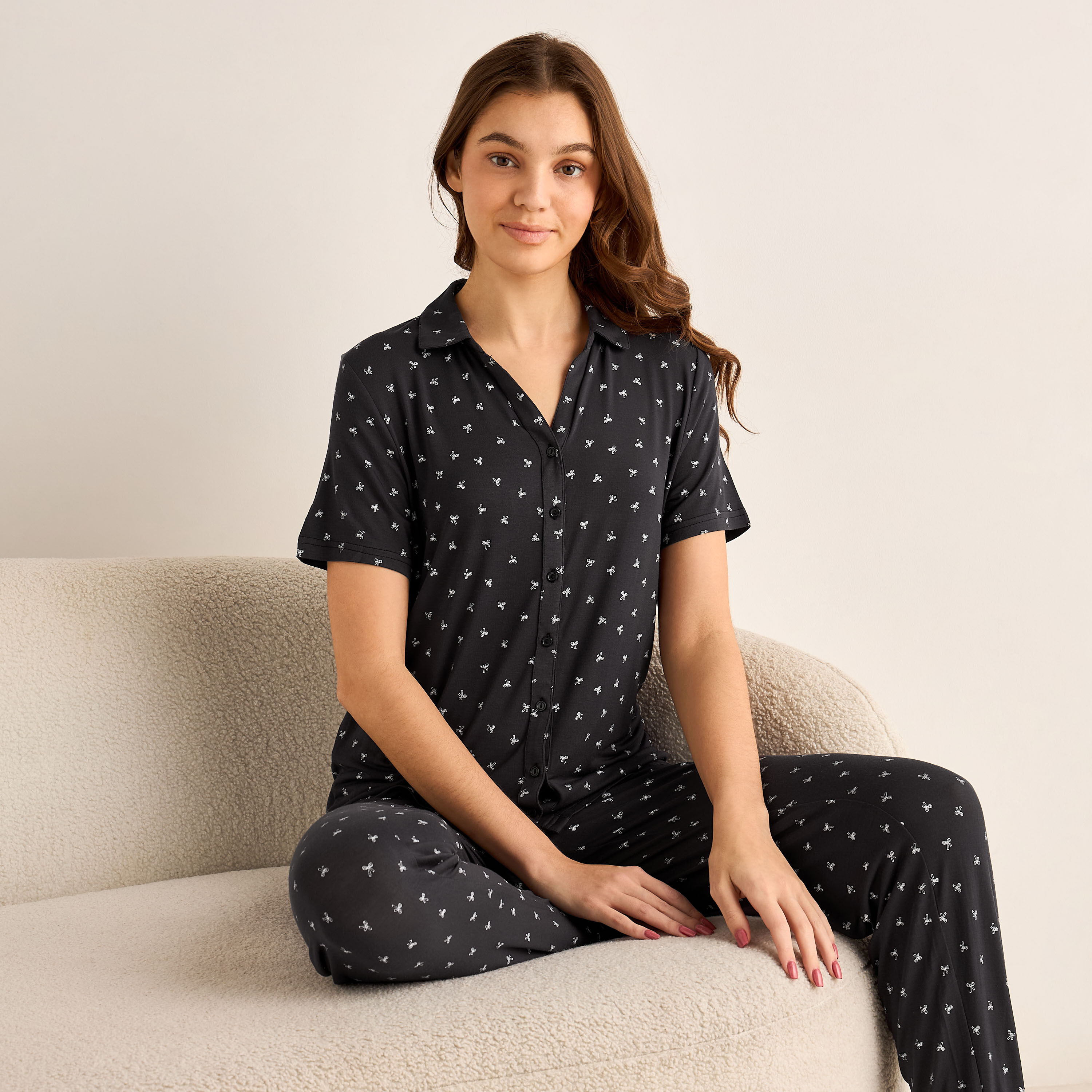 Pyjama Set Button-Down Shirt and Pants Modal-women-clothing-nightwear-pyjamas-longsets-image-6