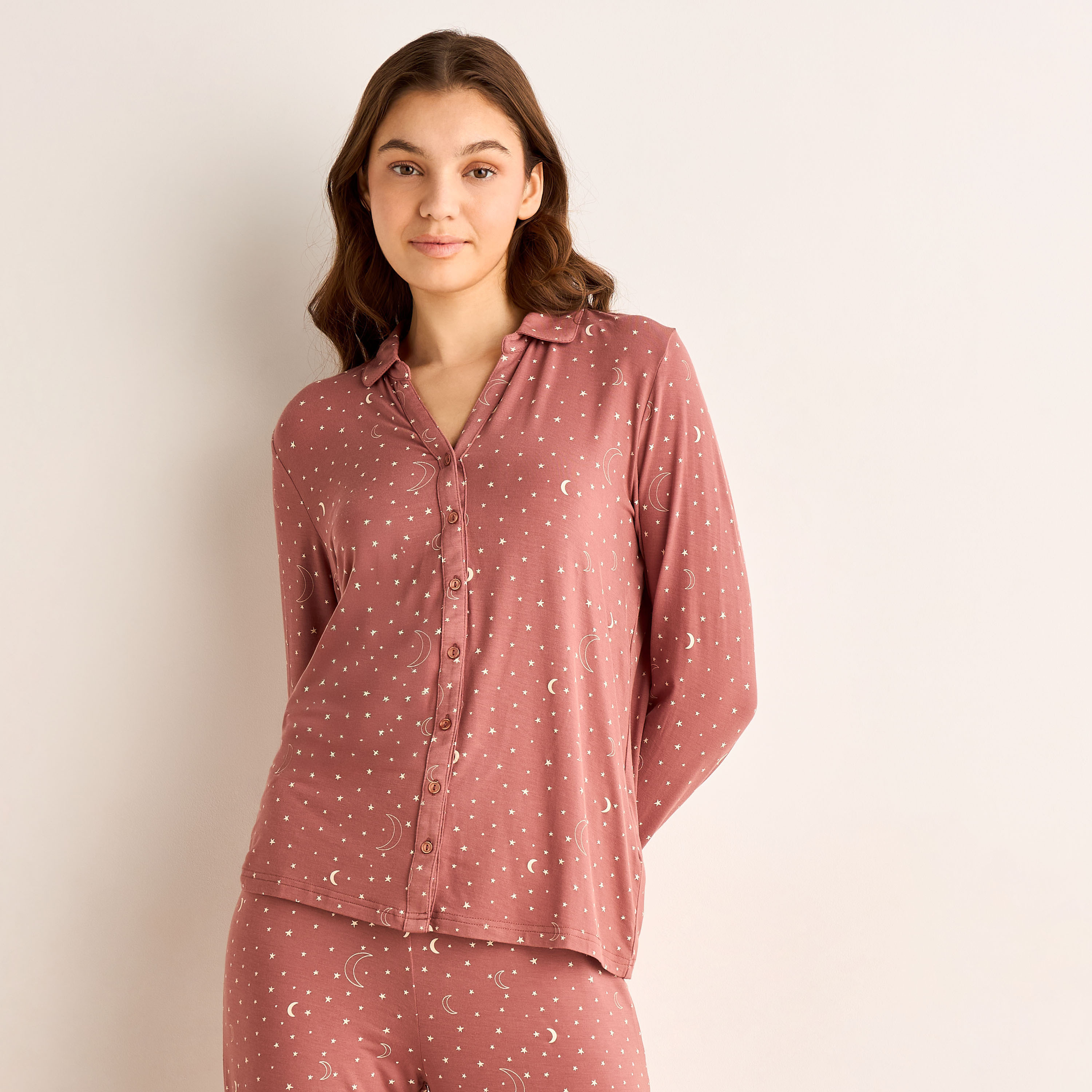 Pyjama Set Button-Down Shirt and Pants Modal-women-clothing-nightwear-pyjamas-longsets-image-2