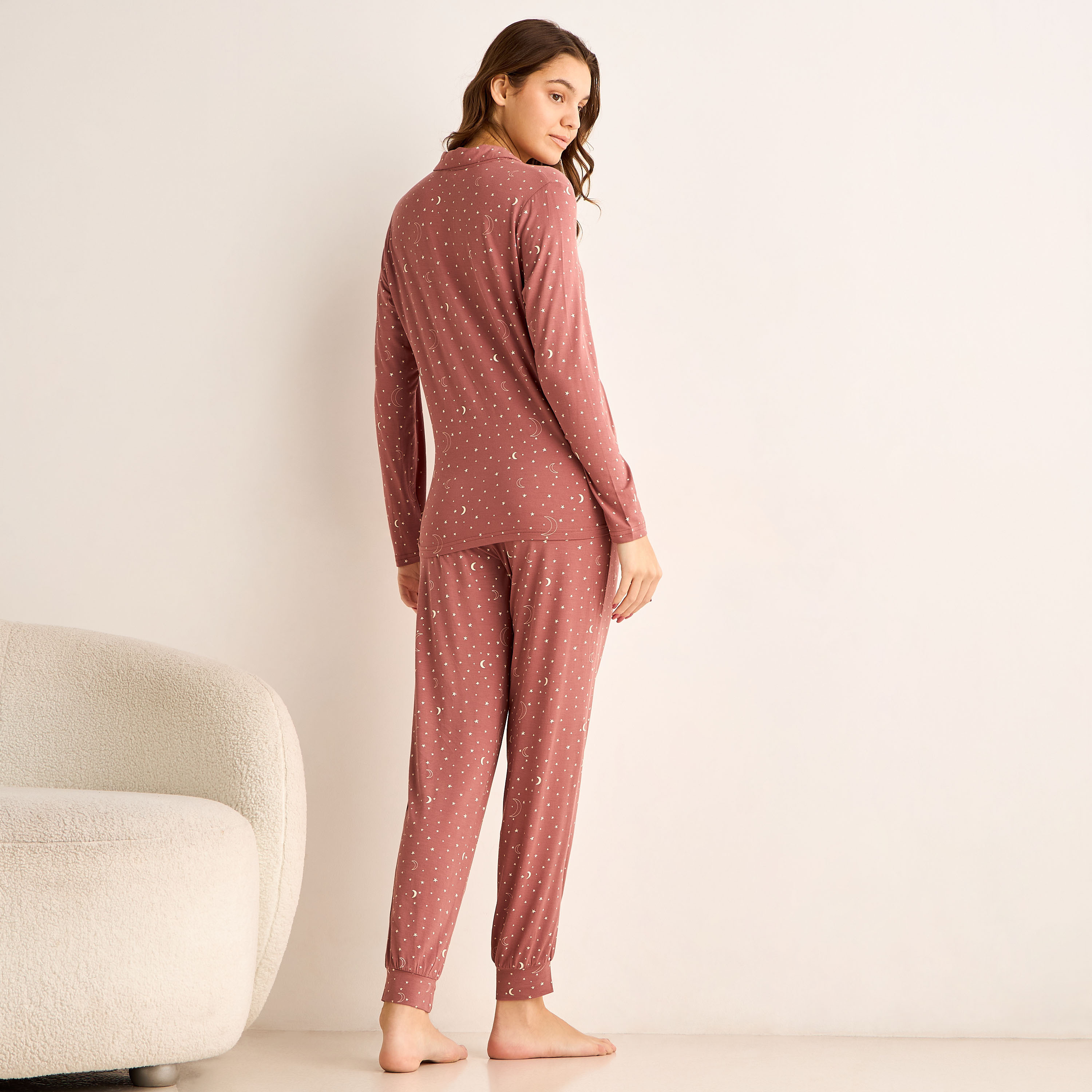 Pyjama Set Button-Down Shirt and Pants Modal-women-clothing-nightwear-pyjamas-longsets-image-4