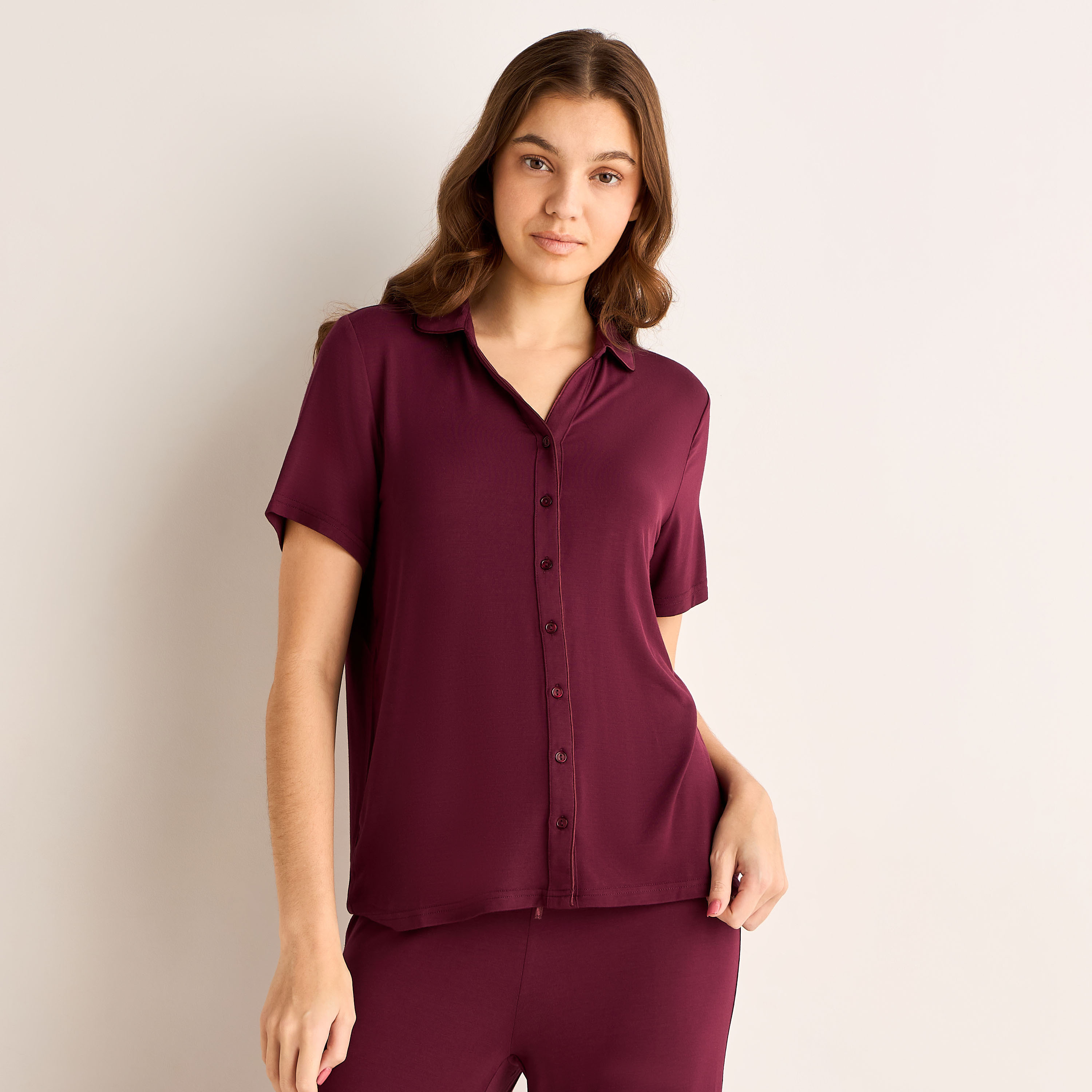 Pyjama Set Button-Down Shirt and Pants Modal-women-clothing-nightwear-pyjamas-longsets-image-2