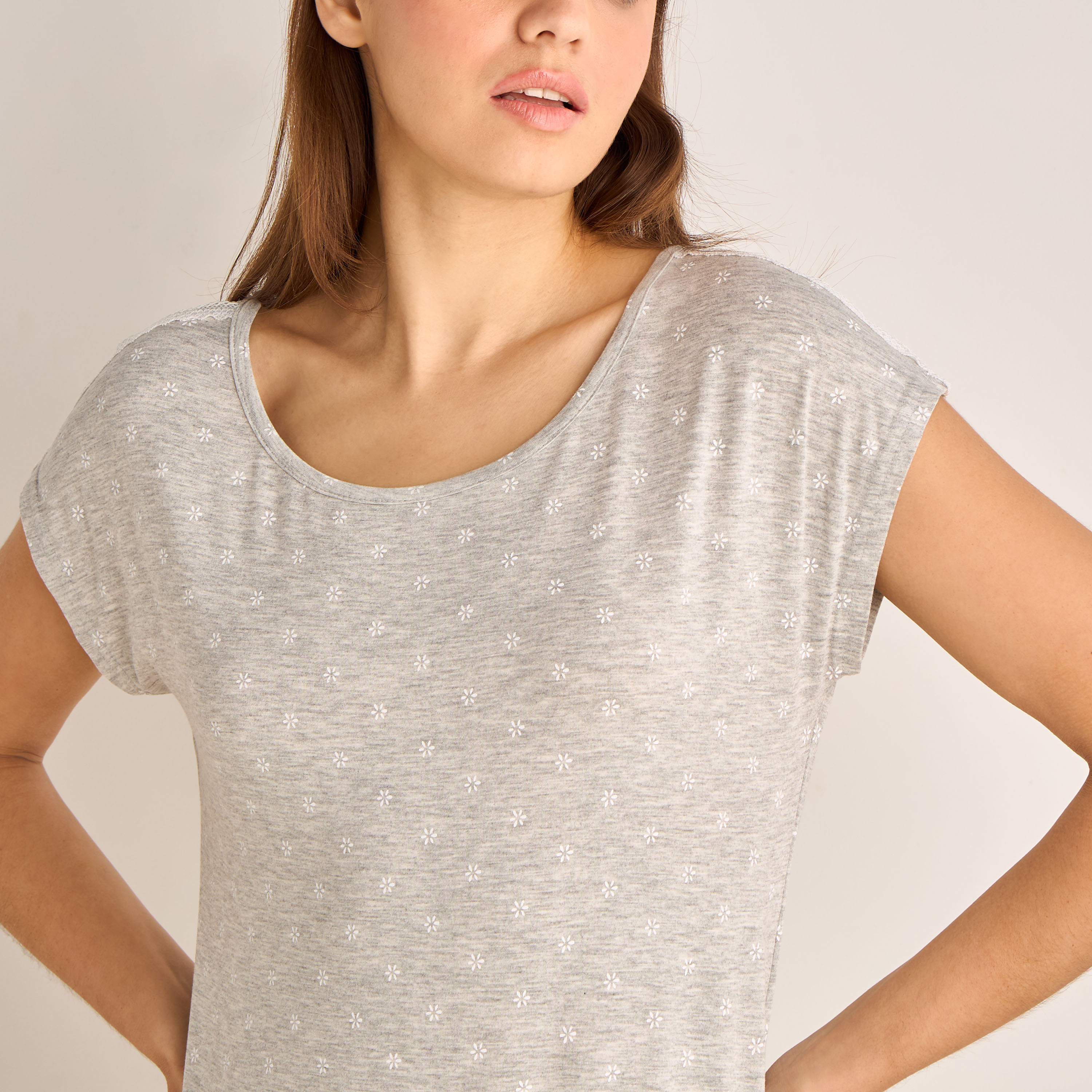 Night Dress Short Sleeves Floral Print-women-clothing-nightwear-nighties-image-5