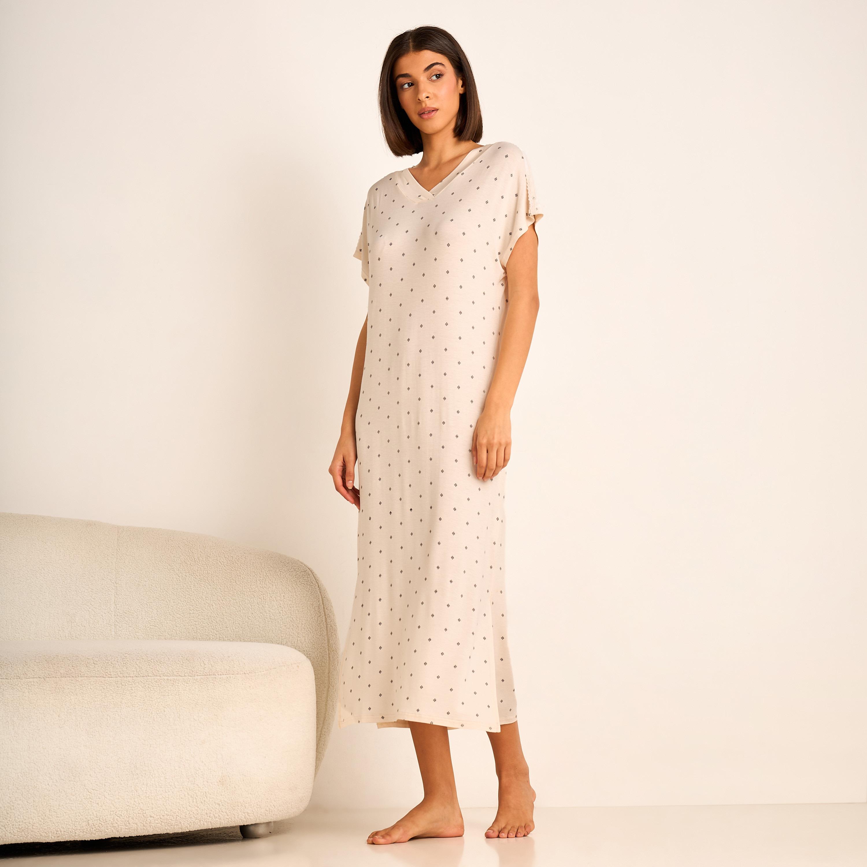Night Gown Short Sleeve Printed-women-clothing-nightwear-nighties-image-1