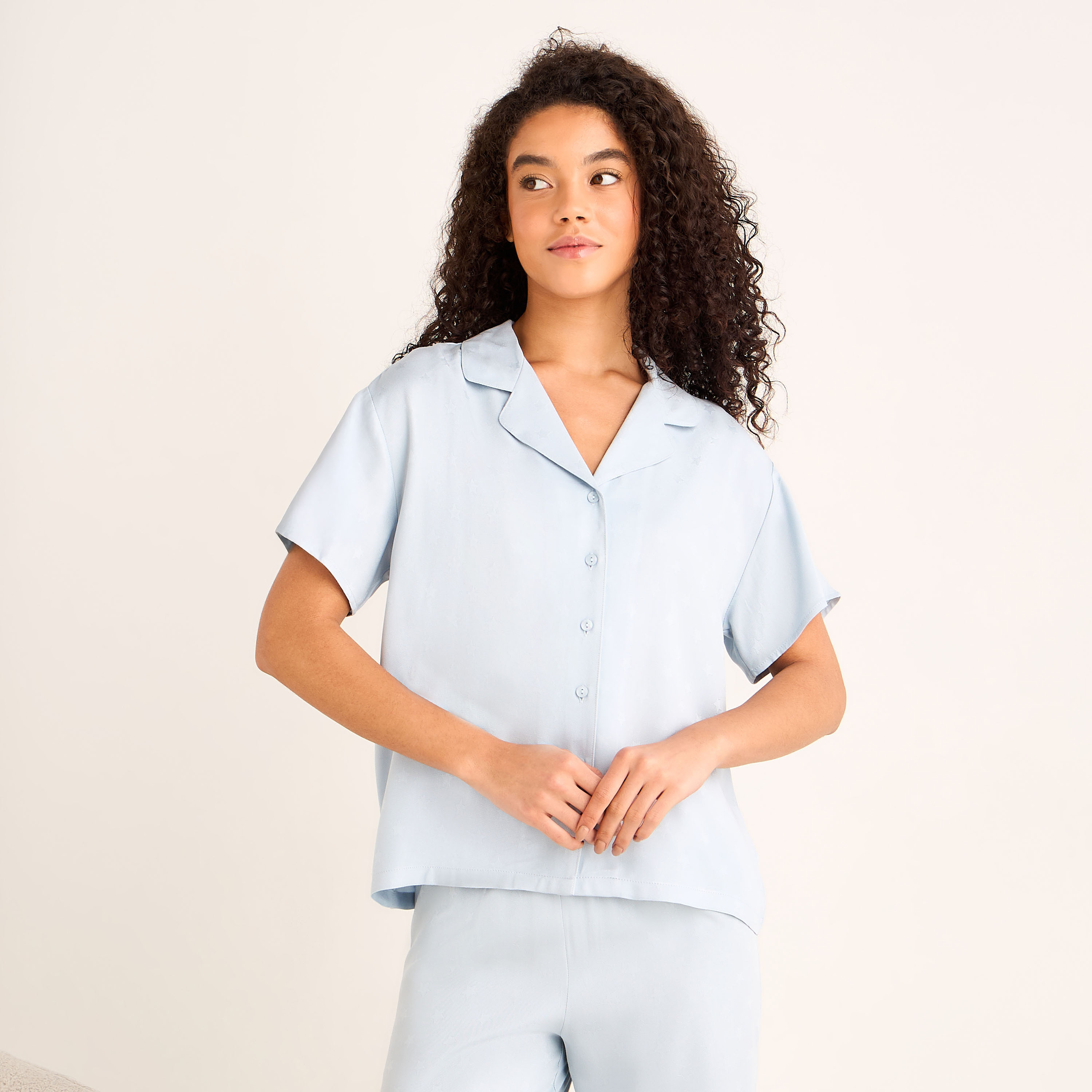 Pyjama Set Button-Down Shirt & Trousers-women-clothing-nightwear-pyjamas-longsets-image-2