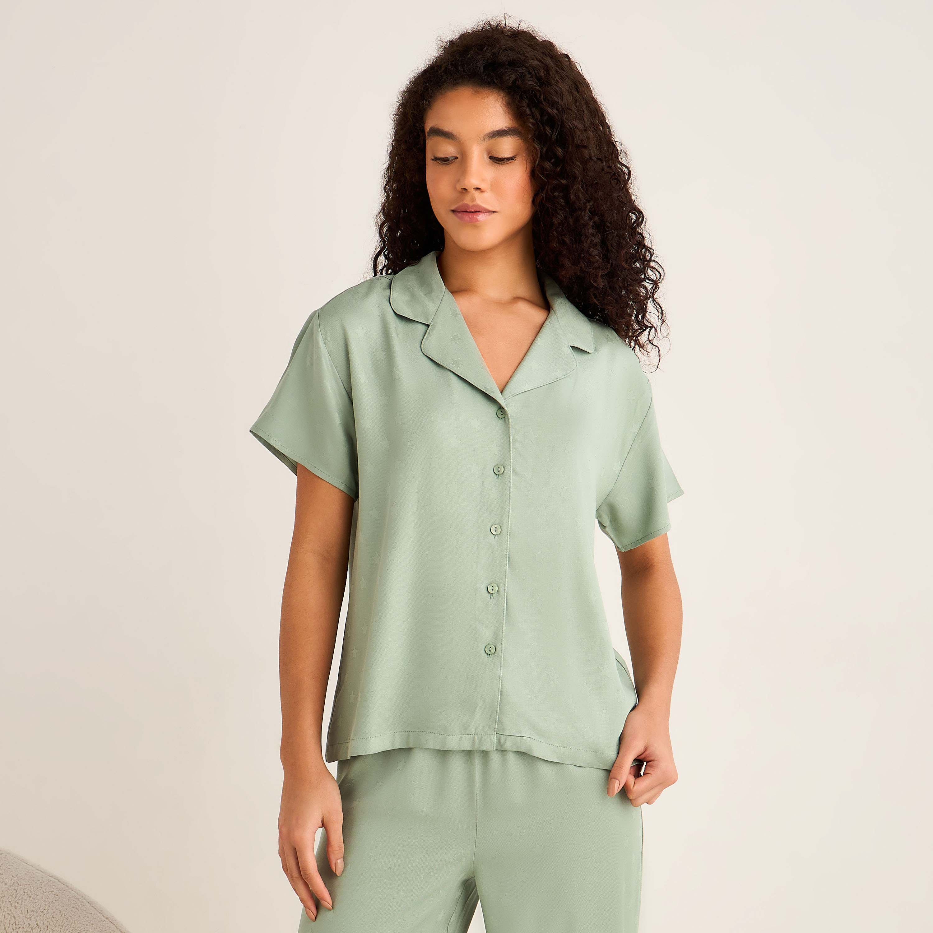 Pyjama Set Button-Down Shirt & Trousers-women-clothing-nightwear-pyjamas-longsets-image-2