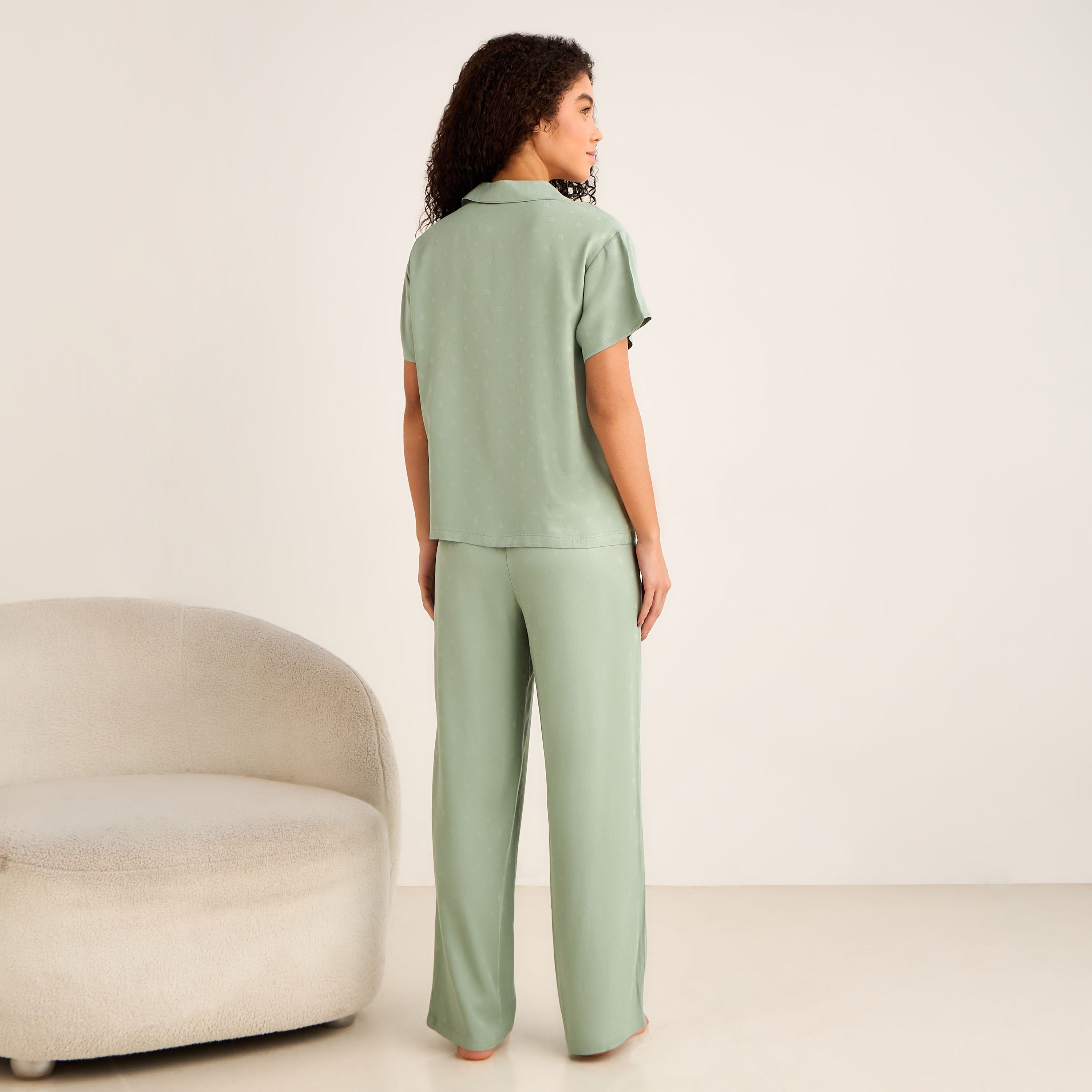 Pyjama Set Button-Down Shirt & Trousers-women-clothing-nightwear-pyjamas-longsets-image-4