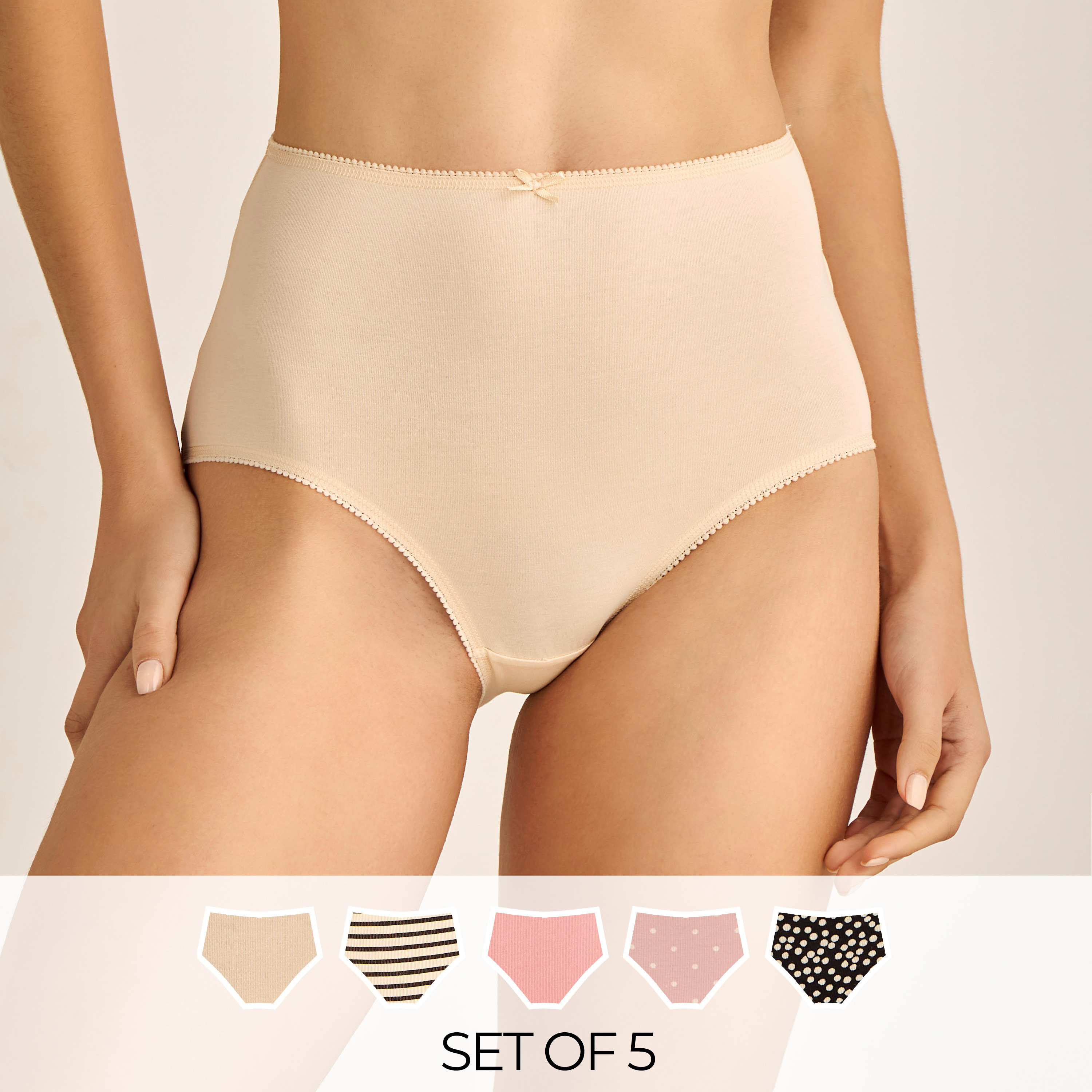 Set of 5 - Assorted High-Waist Full Briefs-women-clothing-lingerie-panties-image-1