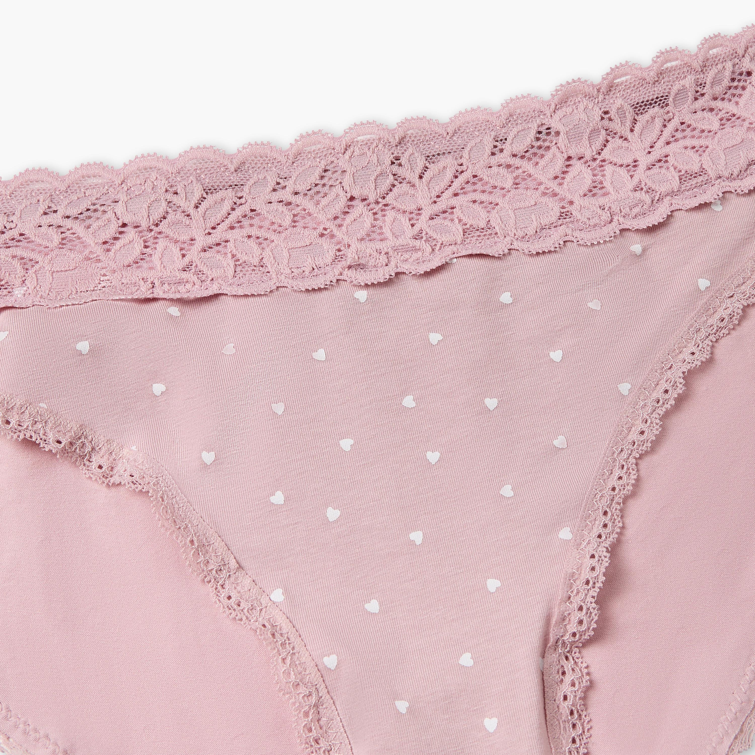 Briefs with Lace Trim and Heart Print-women-clothing-lingerie-panties-image-3