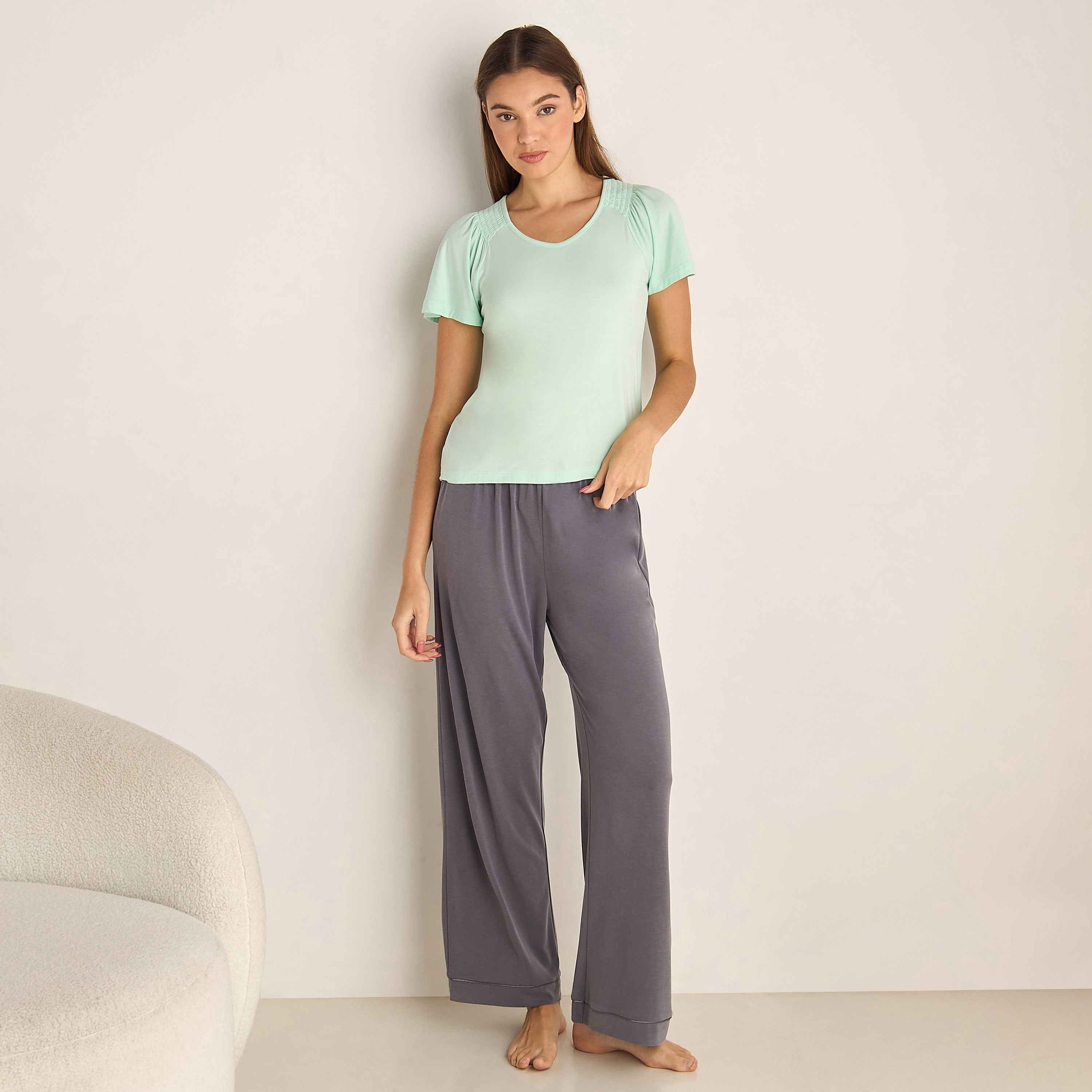 Plain Pyjama Set T-shirt-women-clothing-nightwear-pyjamas-tops-image-2