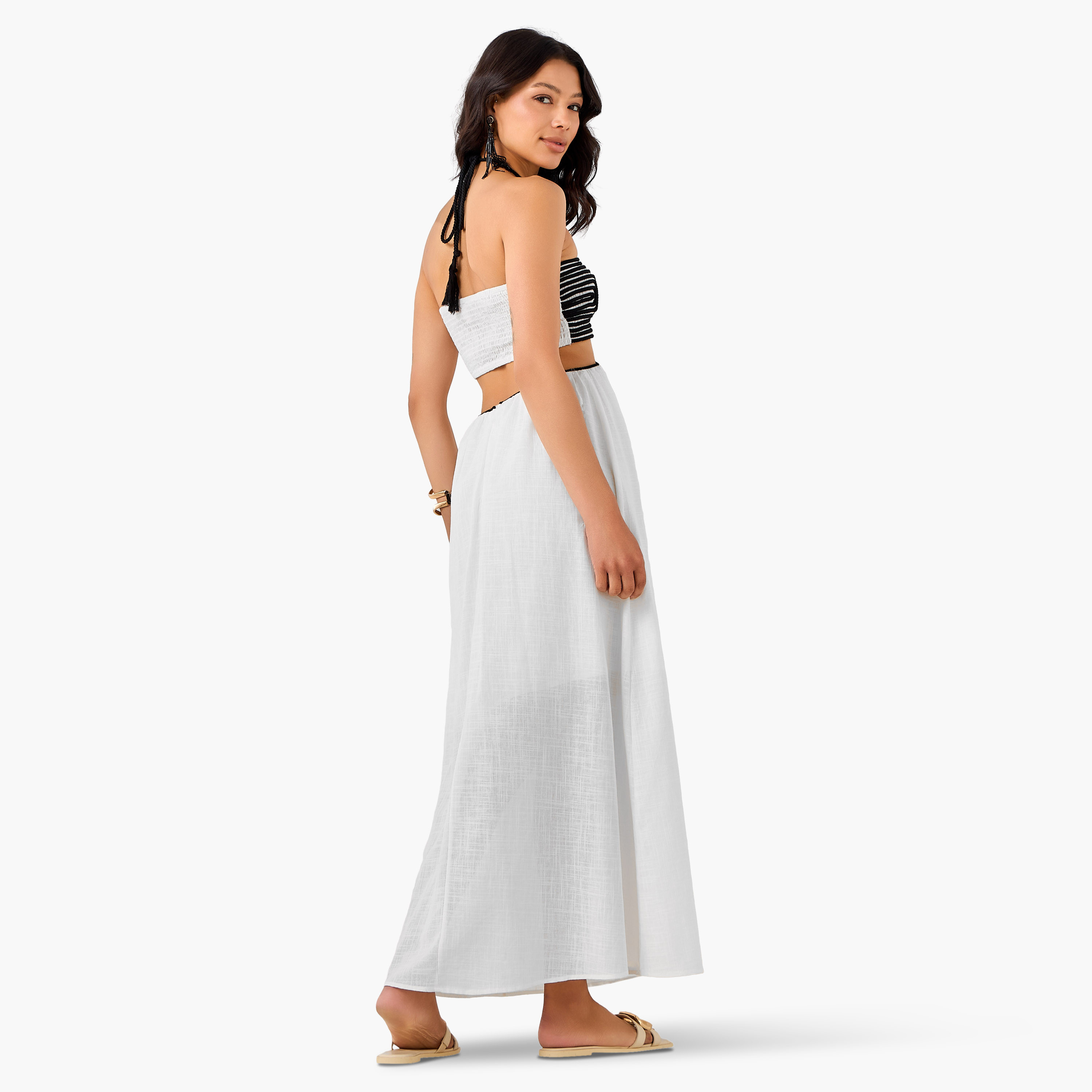 Women Geometric Rope Detail Halter Neck Maxi Dress-women-clothing-dresses-image-5