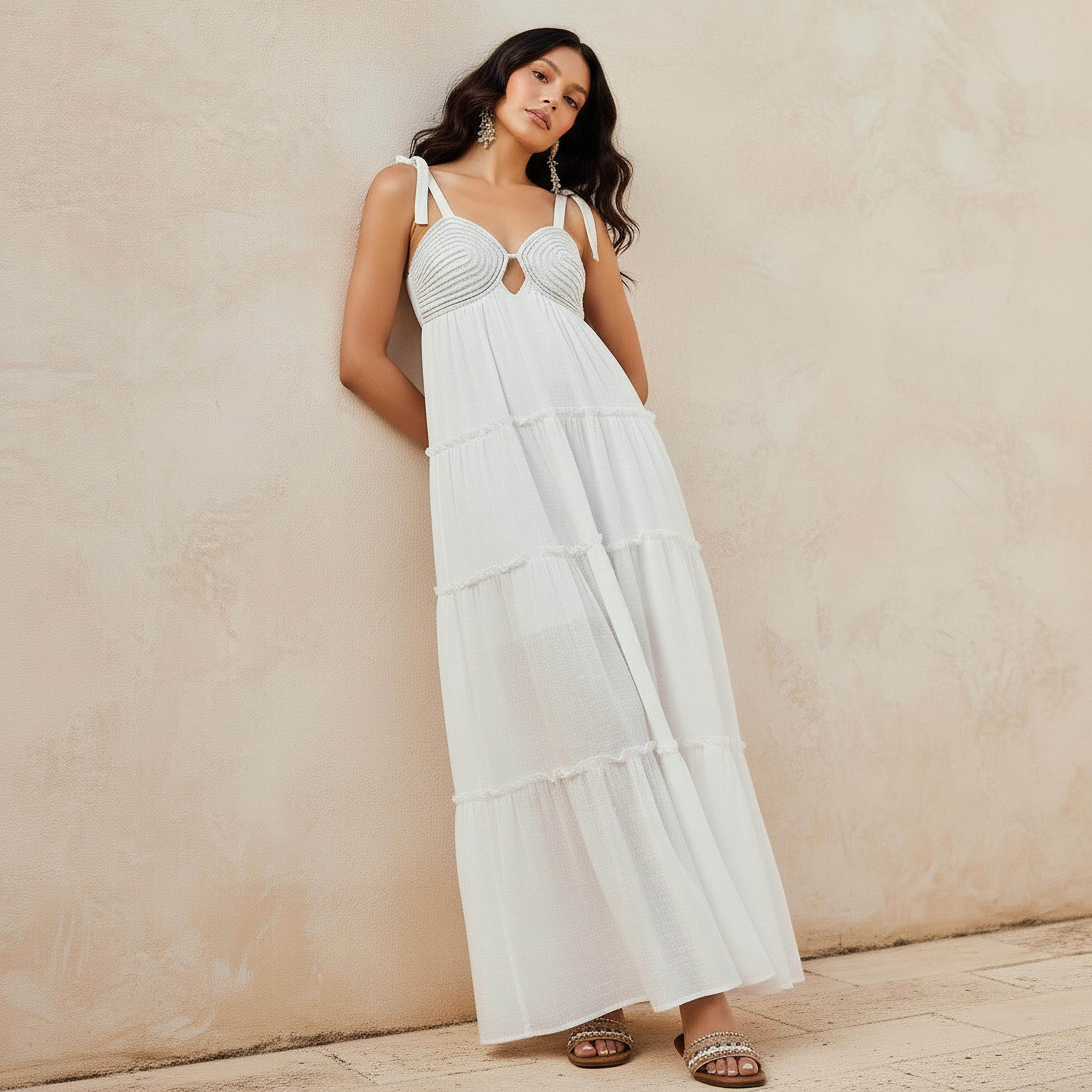 Women Rope Detail Tiered Maxi Dress-women-clothing-swimandbeach-beachwear-image-1