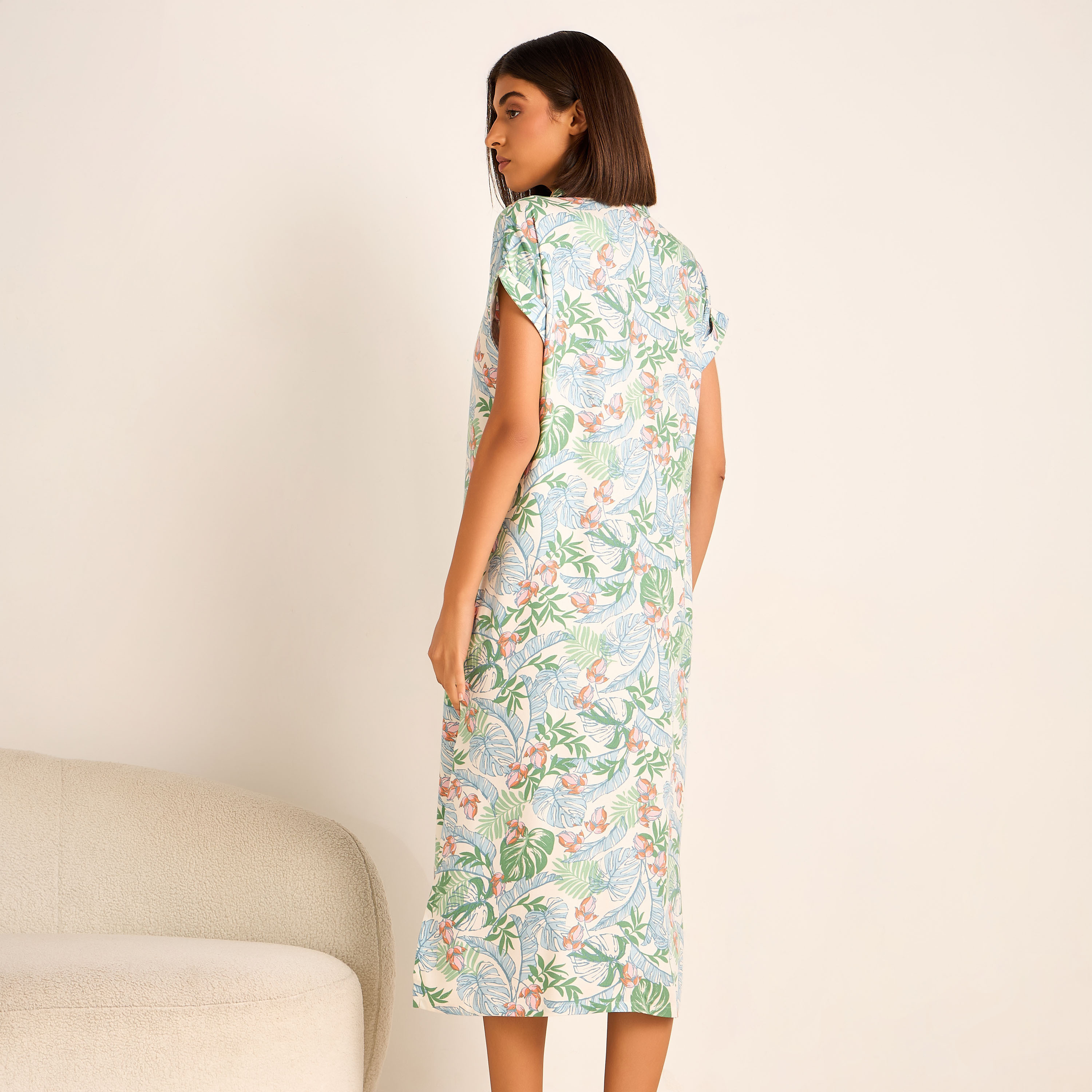 Night Dress Short Sleeves Assorted Print Viscose - Set of 2-women-clothing-nightwear-nighties-image-4