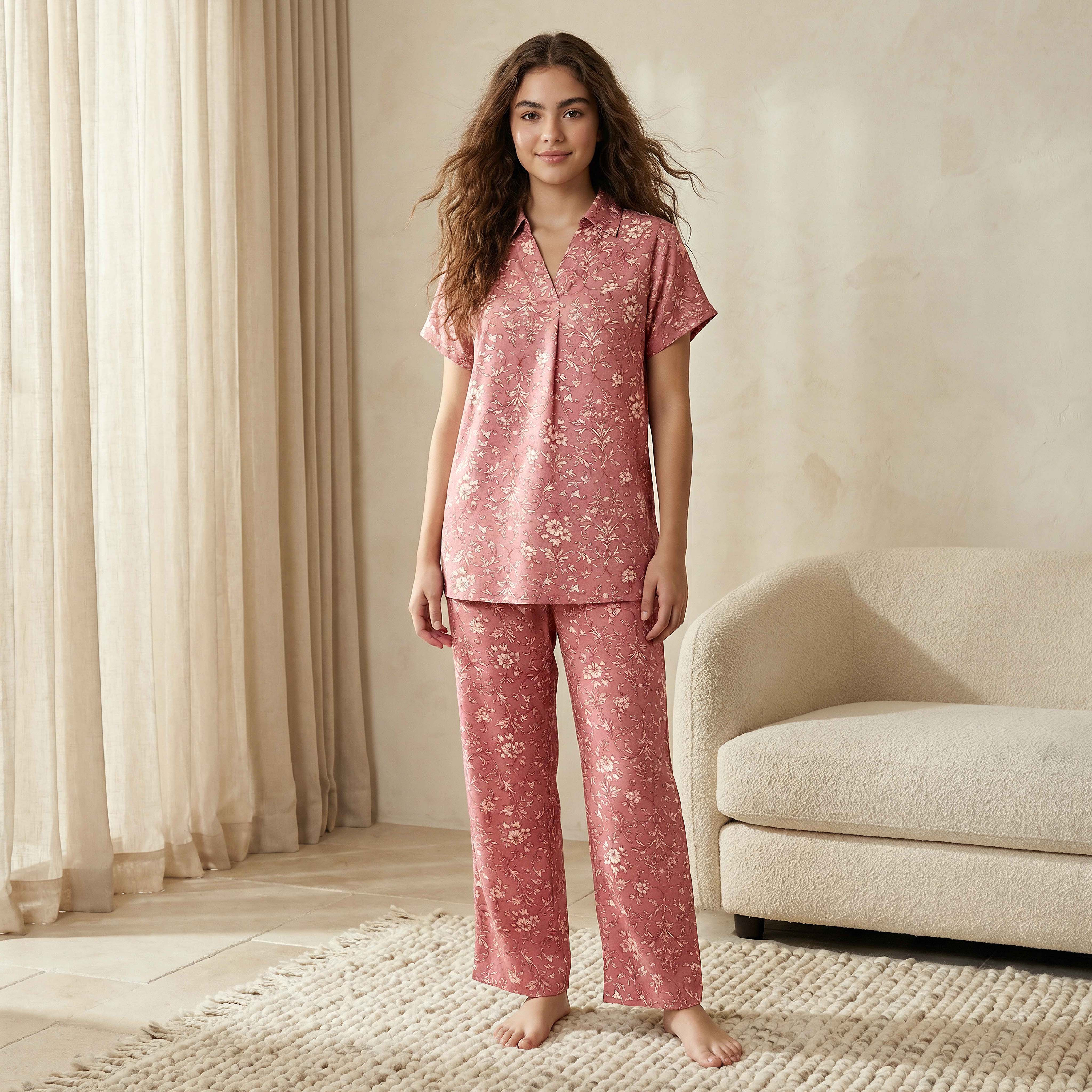 Pyjama Set Top & Trousers Viscose-women-clothing-nightwear-pyjamas-longsets-image-1