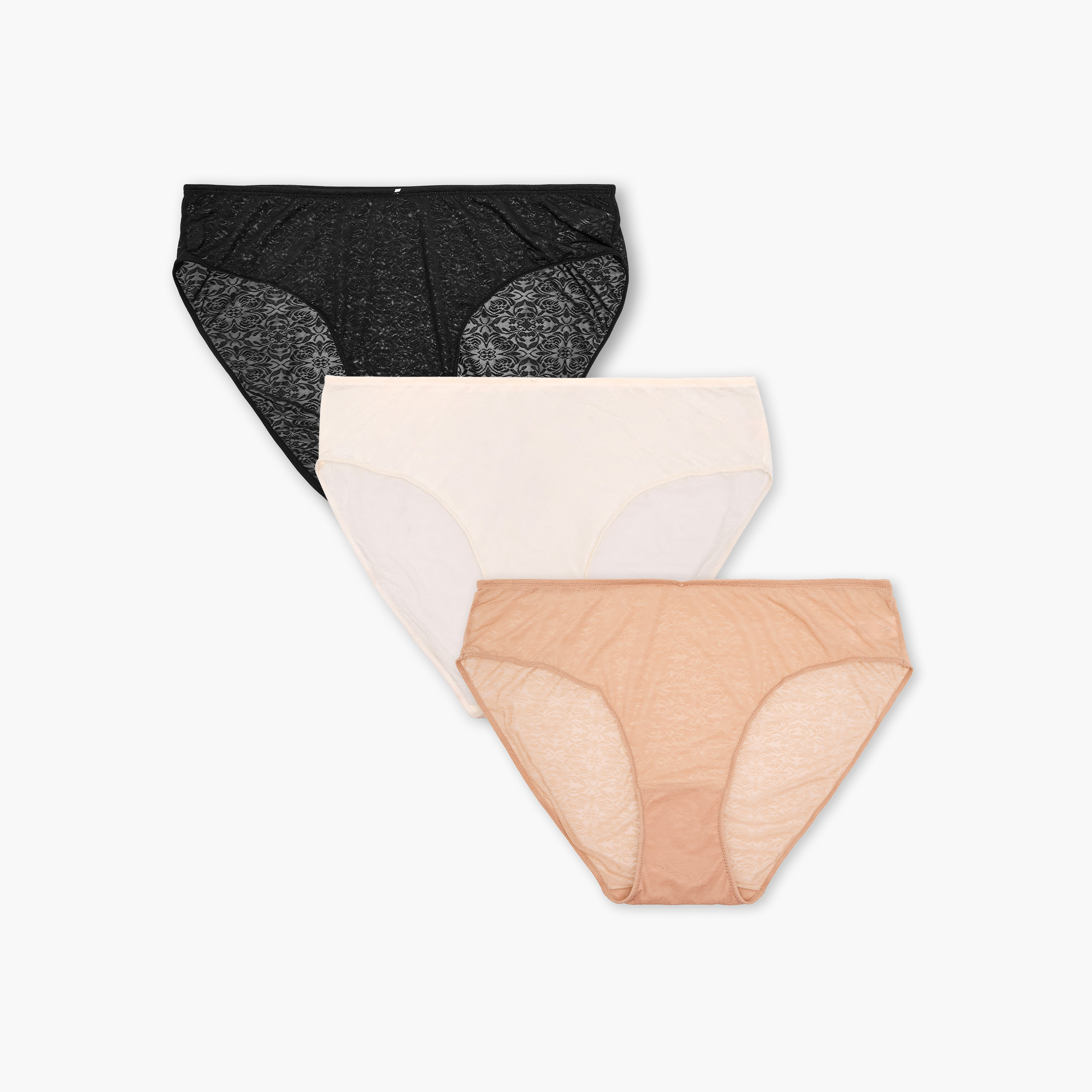 Set of 3 - Bikini Briefs Floral Texture-women-clothing-lingerie-panties-image-1