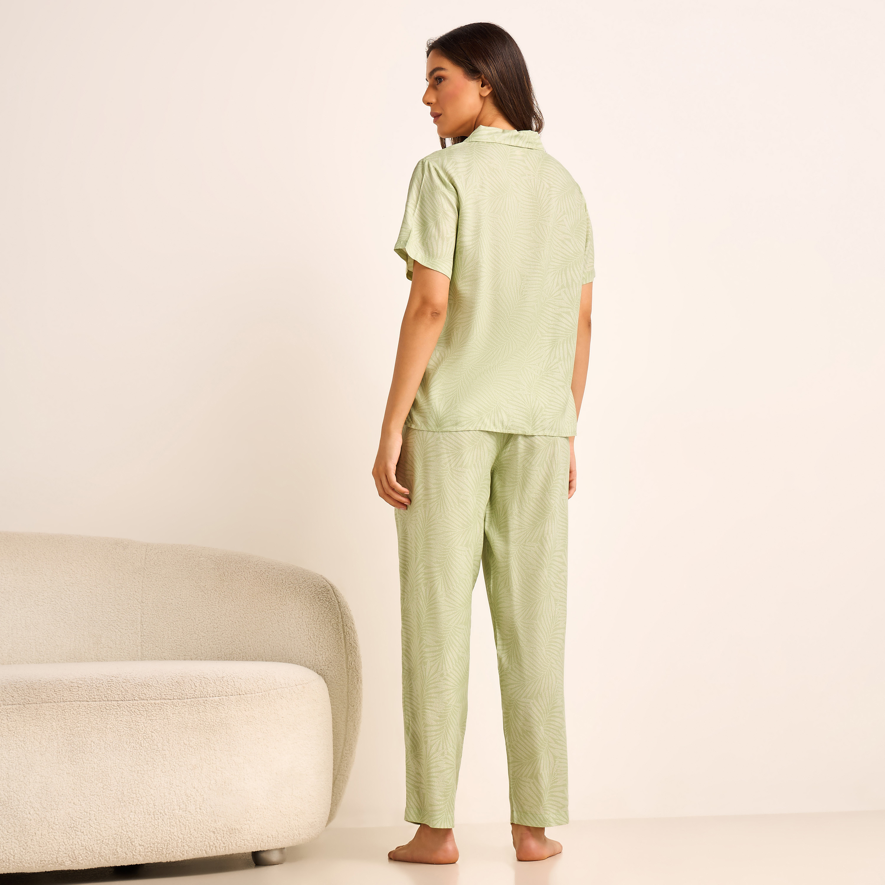 Pyjama Set Button-Down Shirt and Pants with Eye Mask-women-clothing-nightwear-pyjamas-longsets-image-3