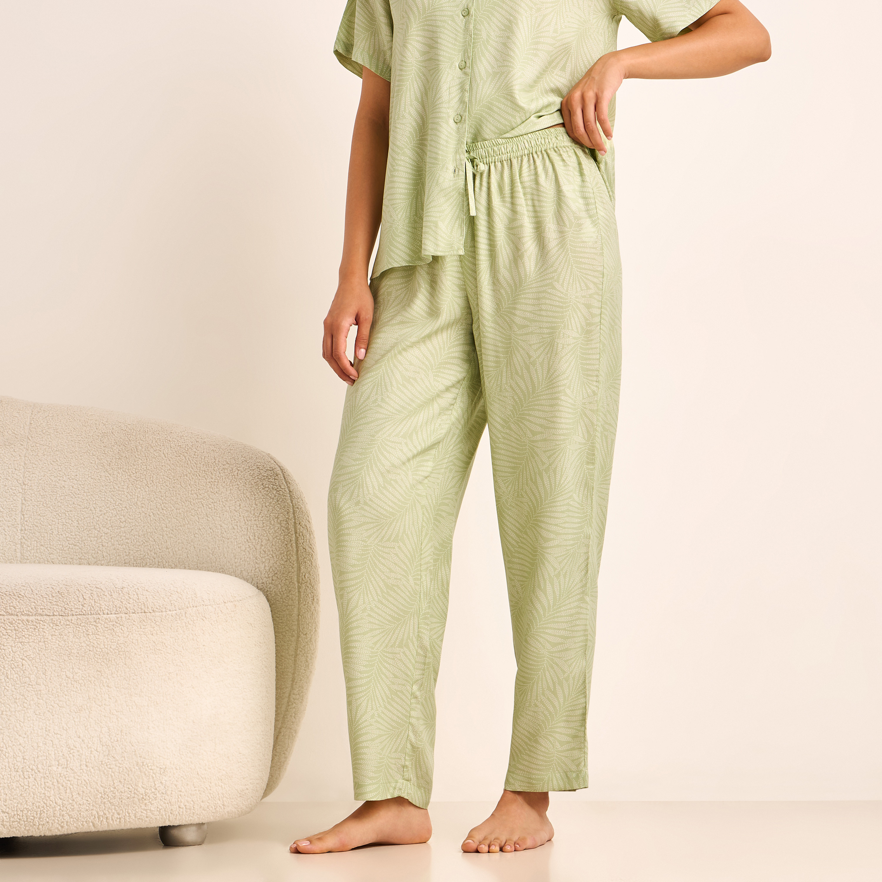 Pyjama Set Button-Down Shirt and Pants with Eye Mask-women-clothing-nightwear-pyjamas-longsets-image-4