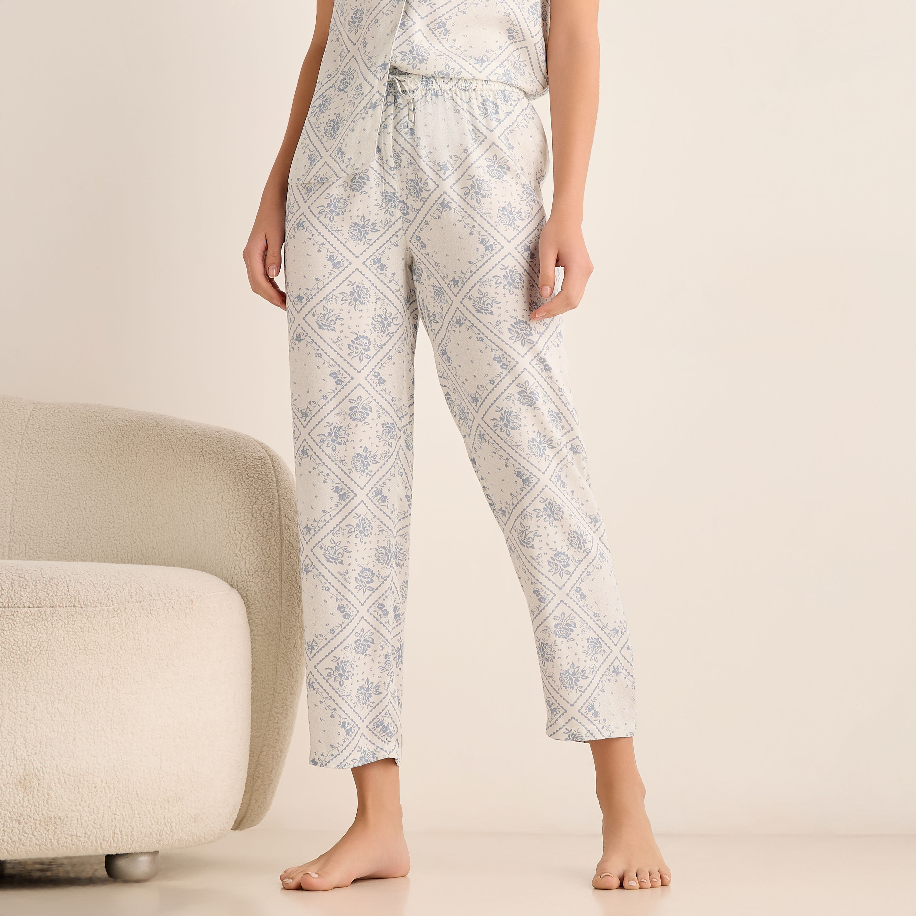 Floral Print Pyjama Set Button-Down Shirt and Pants with Eye Mask-women-clothing-nightwear-pyjamas-longsets-image-5