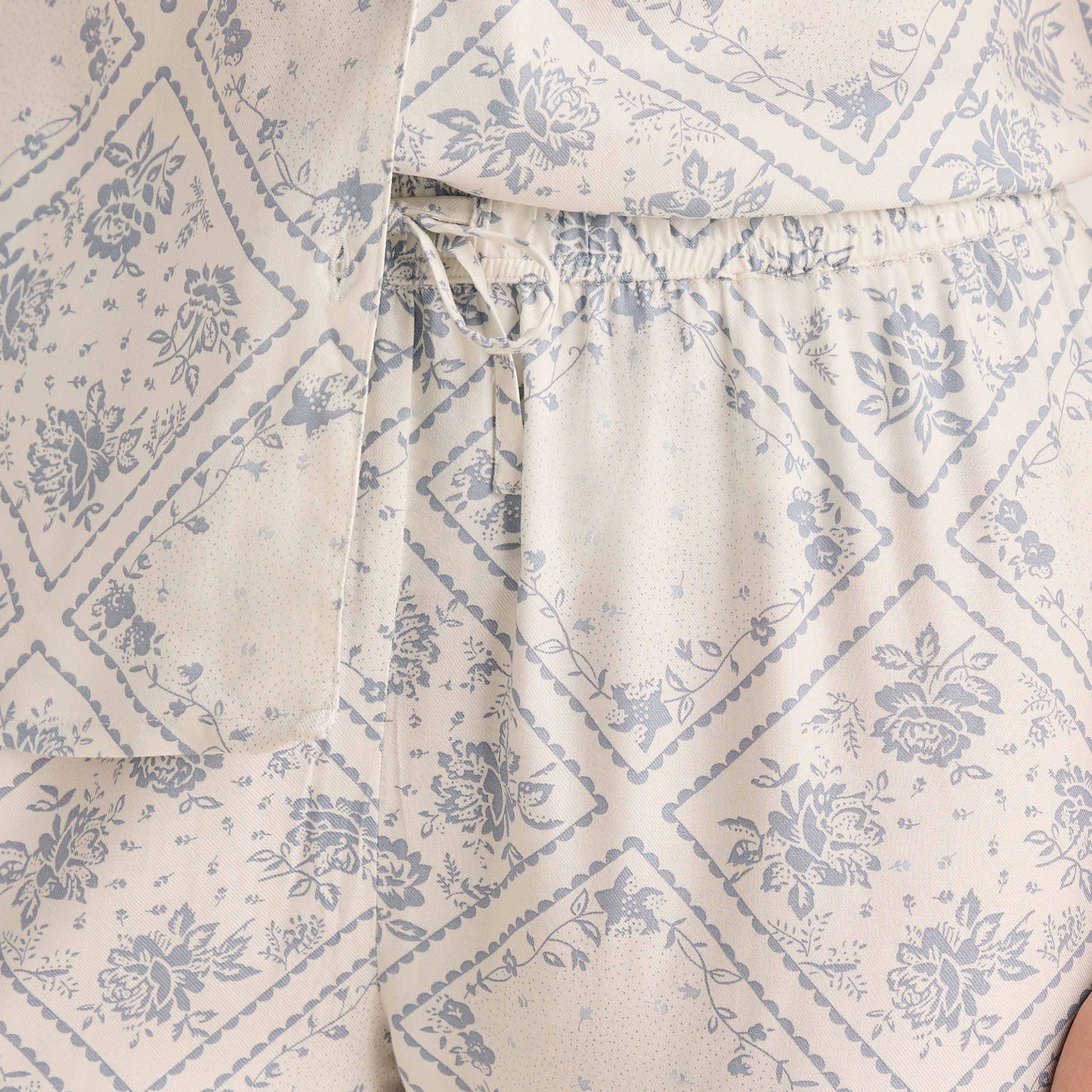 Floral Print Pyjama Set Button-Down Shirt and Pants with Eye Mask-women-clothing-nightwear-pyjamas-longsets-image-8