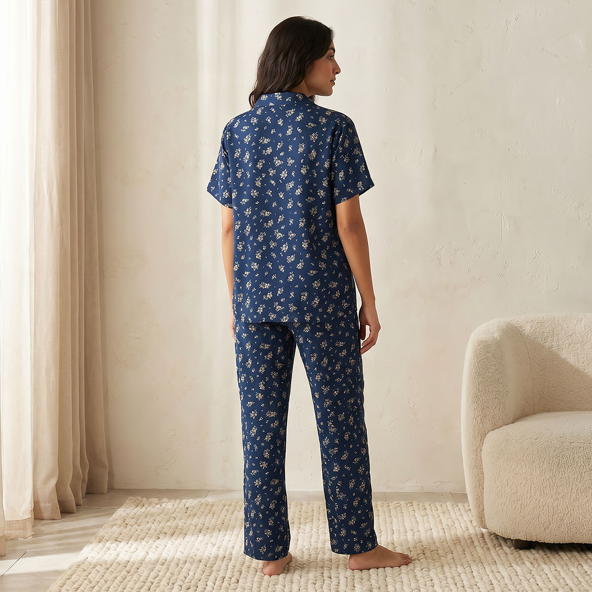 Pyjama Set Button-Down Shirt & Trousers Viscose-women-clothing-nightwear-pyjamas-longsets-image-4
