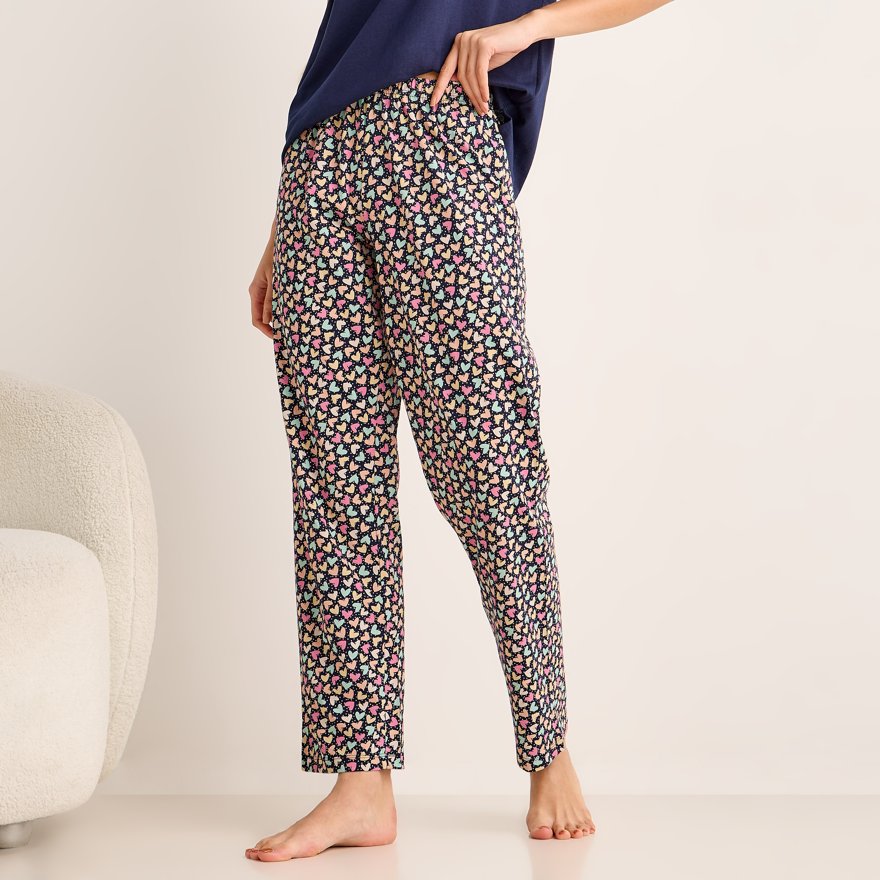 Pyjama Set V-neck T-shirt & Trousers Cotton-women-clothing-nightwear-pyjamas-longsets-image-3